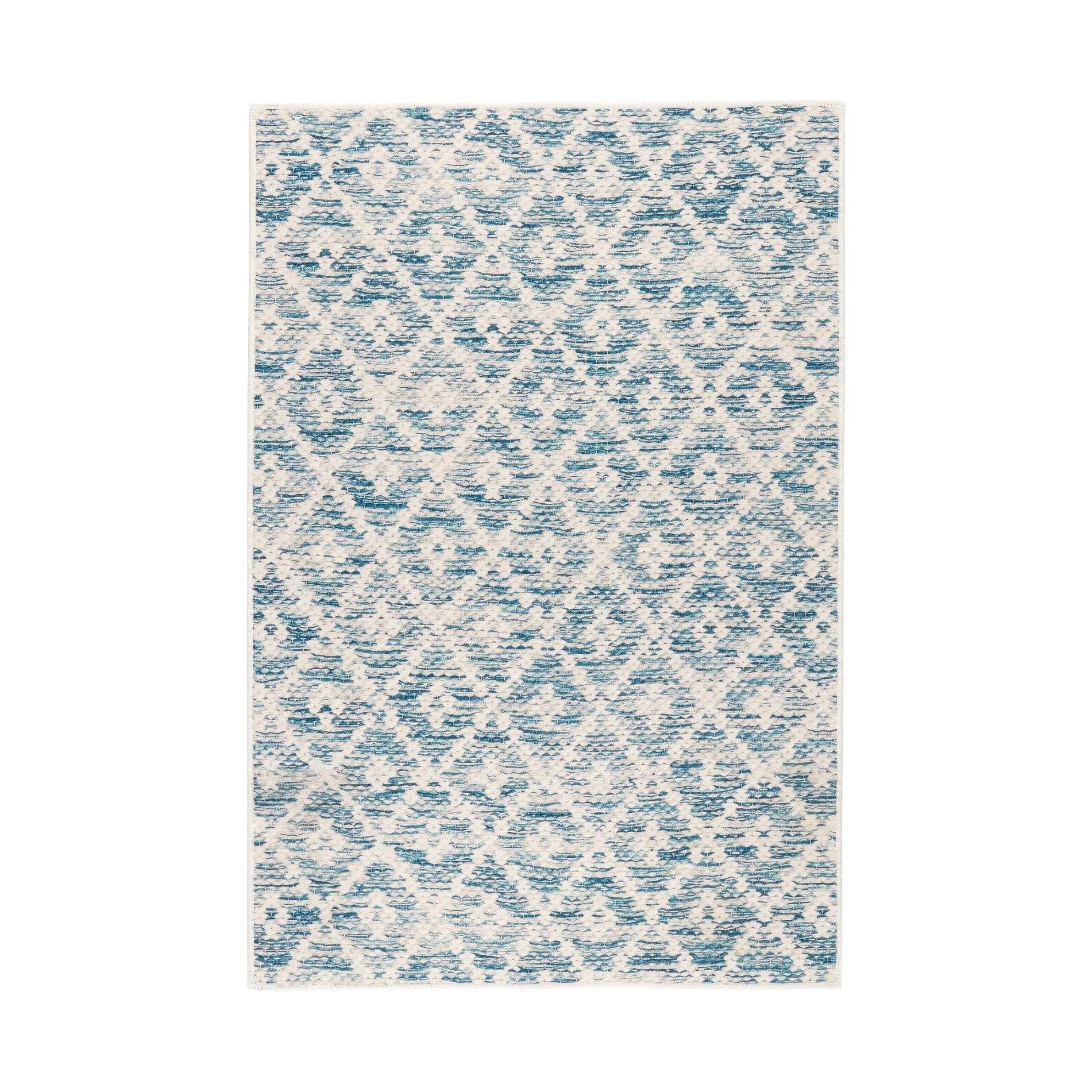 Melange Diamond Machine Washable Rug RUGS - washable Dash & Albert Blue 2' x 3'