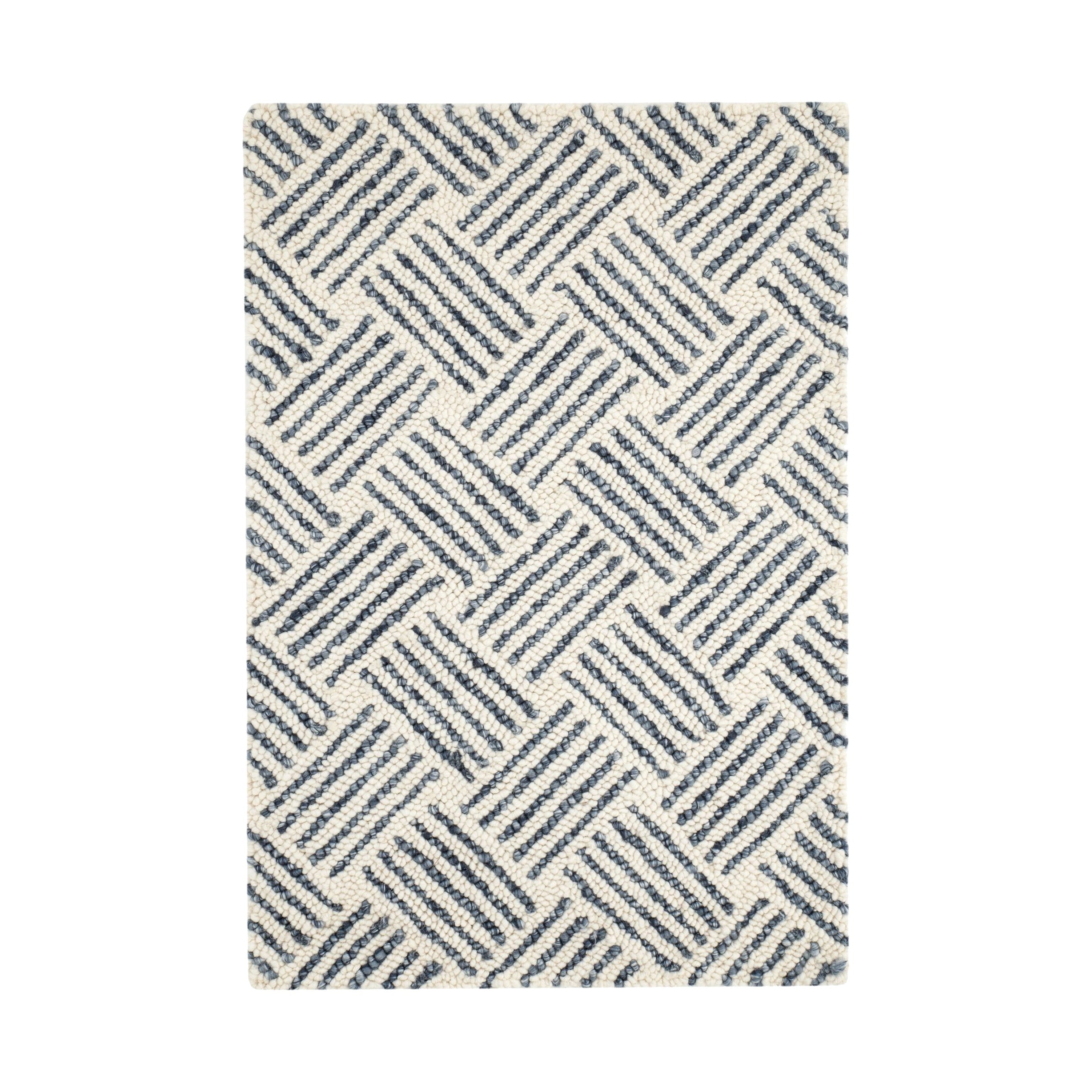 Layers Hand Hooked Wool Rug, Indigo 2' x 3'