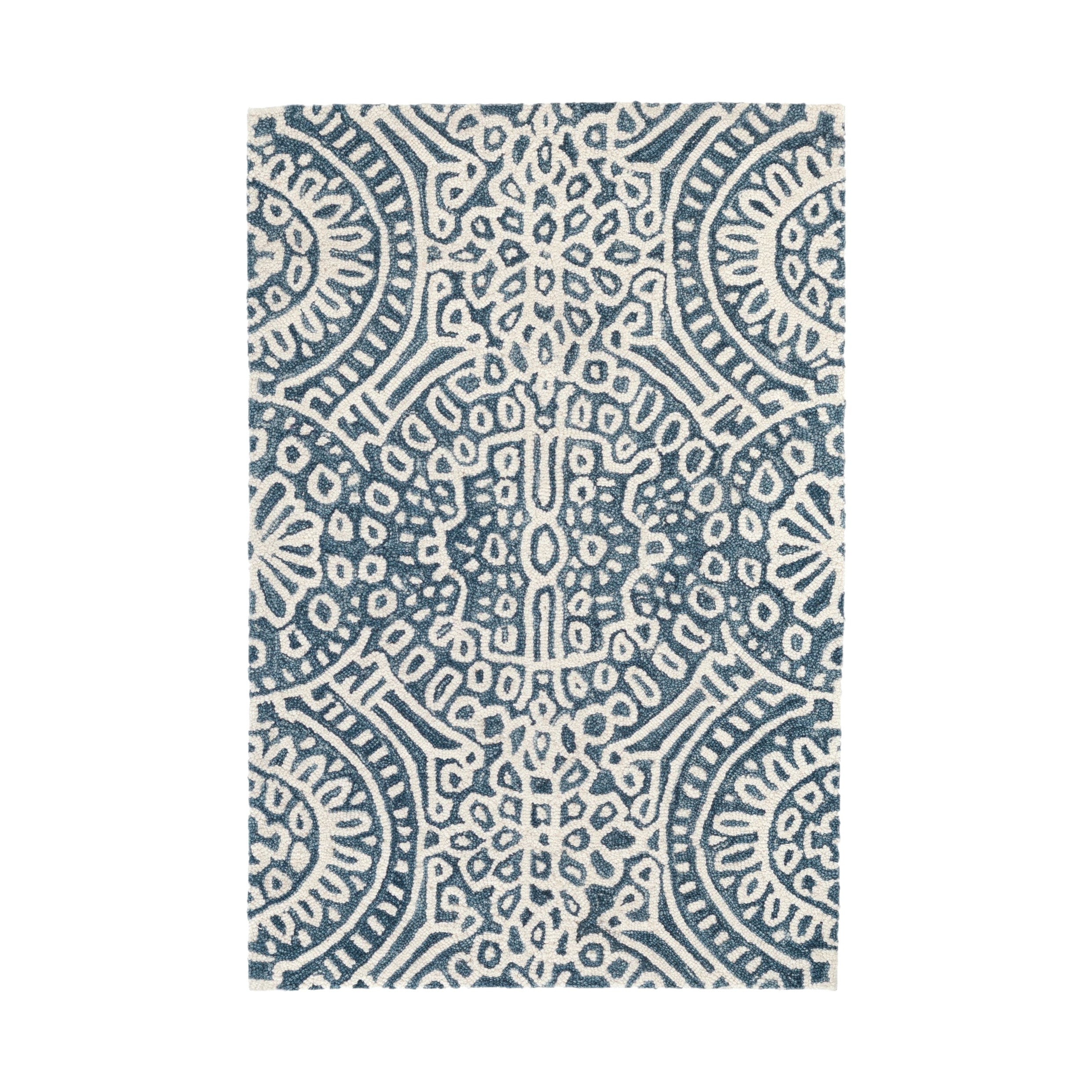 Temple Hand Micro Hooked Wool Rug, Ink 2' x 3'