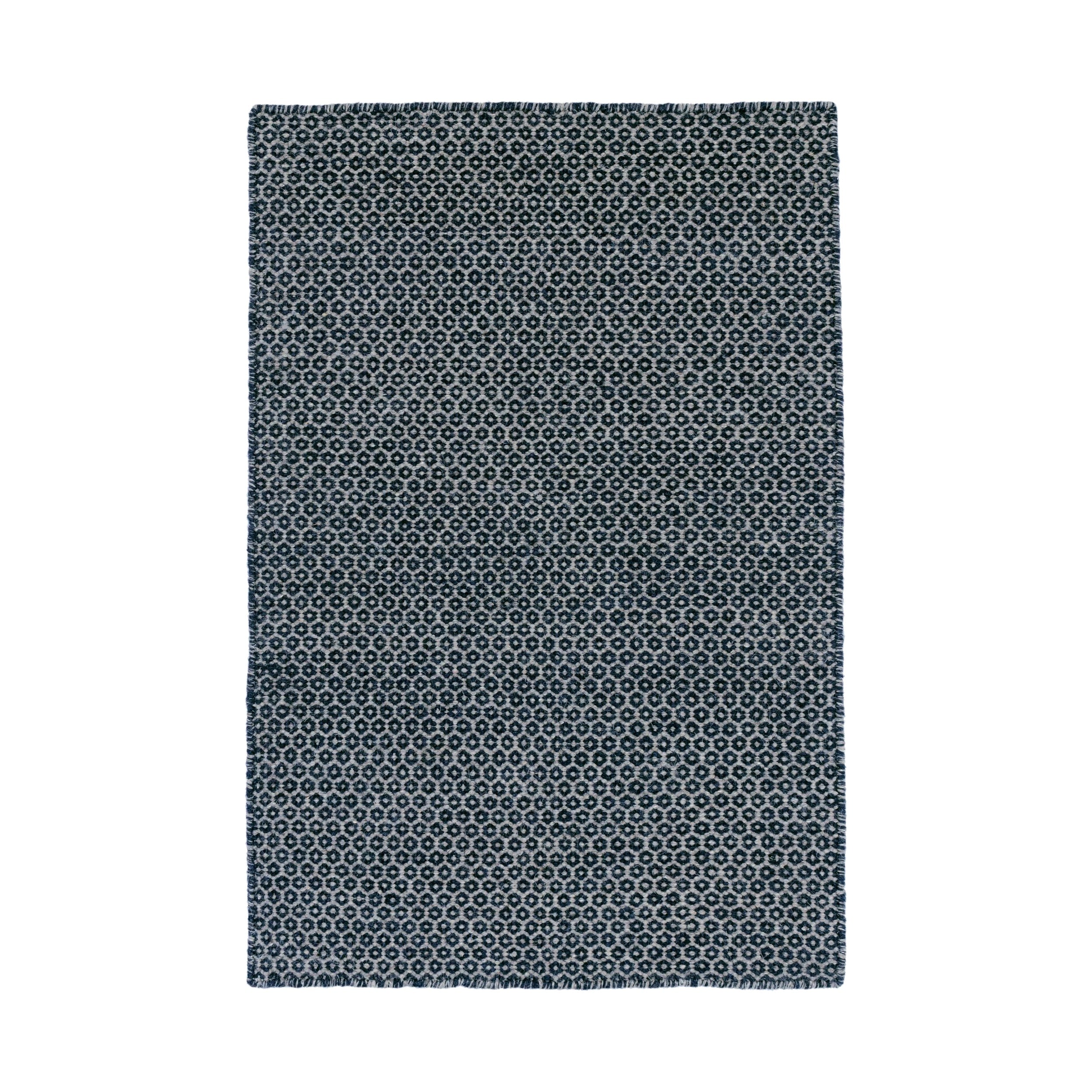 Honeycomb Handwoven Wool Rug, Indigo/Grey 2' x 3'