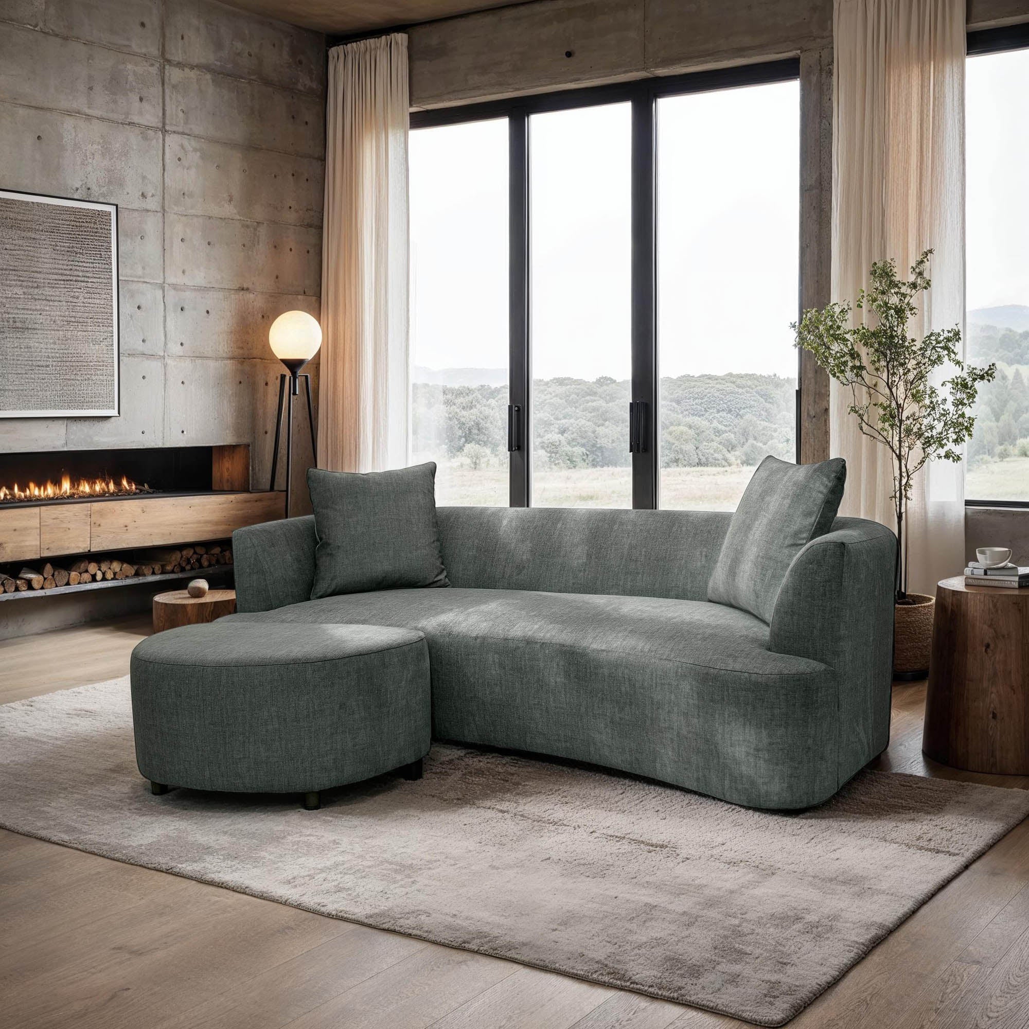 Ingram 93" Curved Sofa FURNITURE - sofas LH IMPORTS