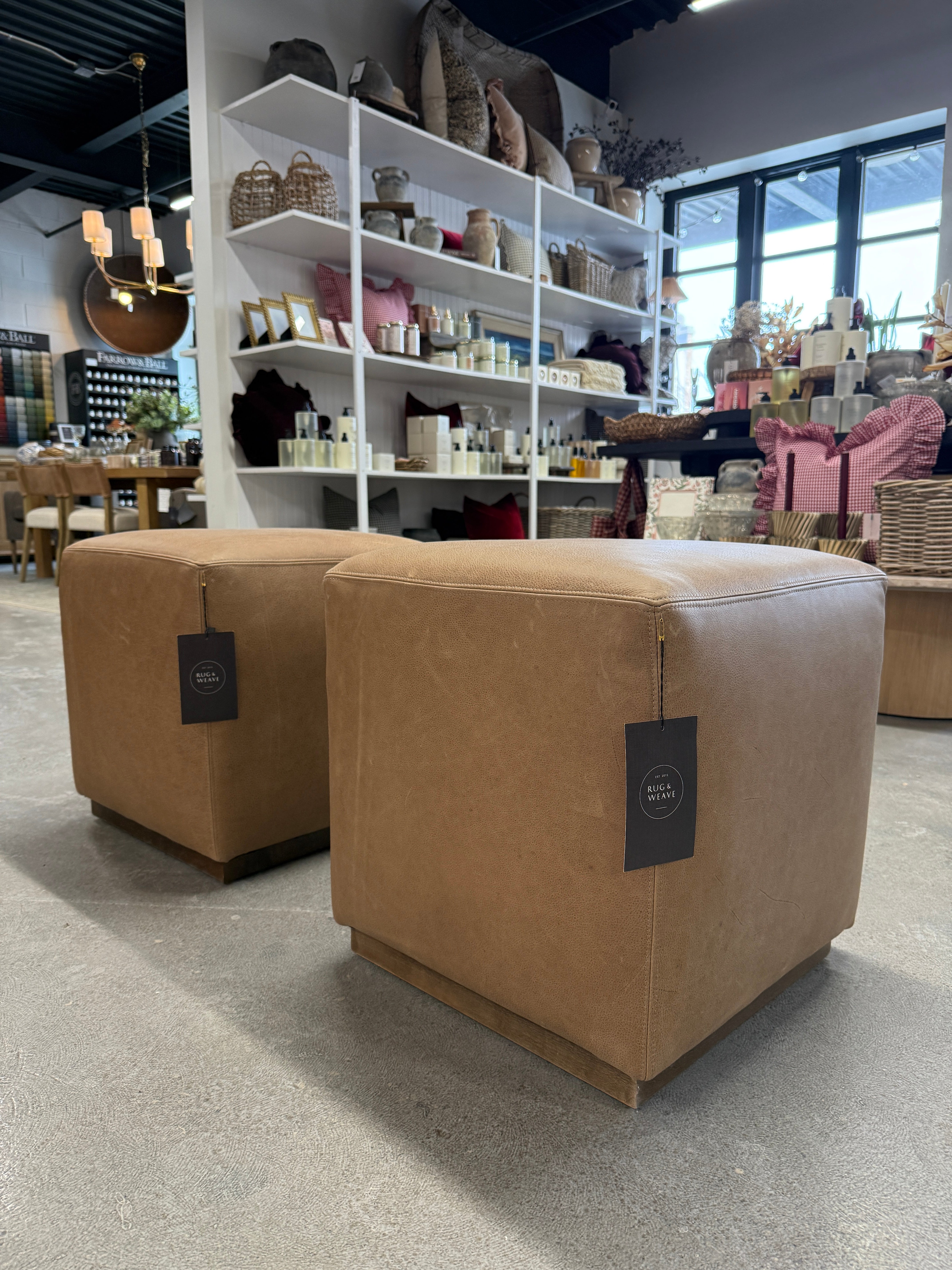 FLOOR MODEL - Dena Leather Ottoman FURNITURE - floor model Rowe Furniture