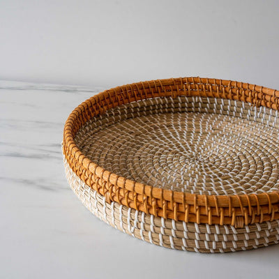 Woven Seagrass & Rattan Tray - Rug & Weave