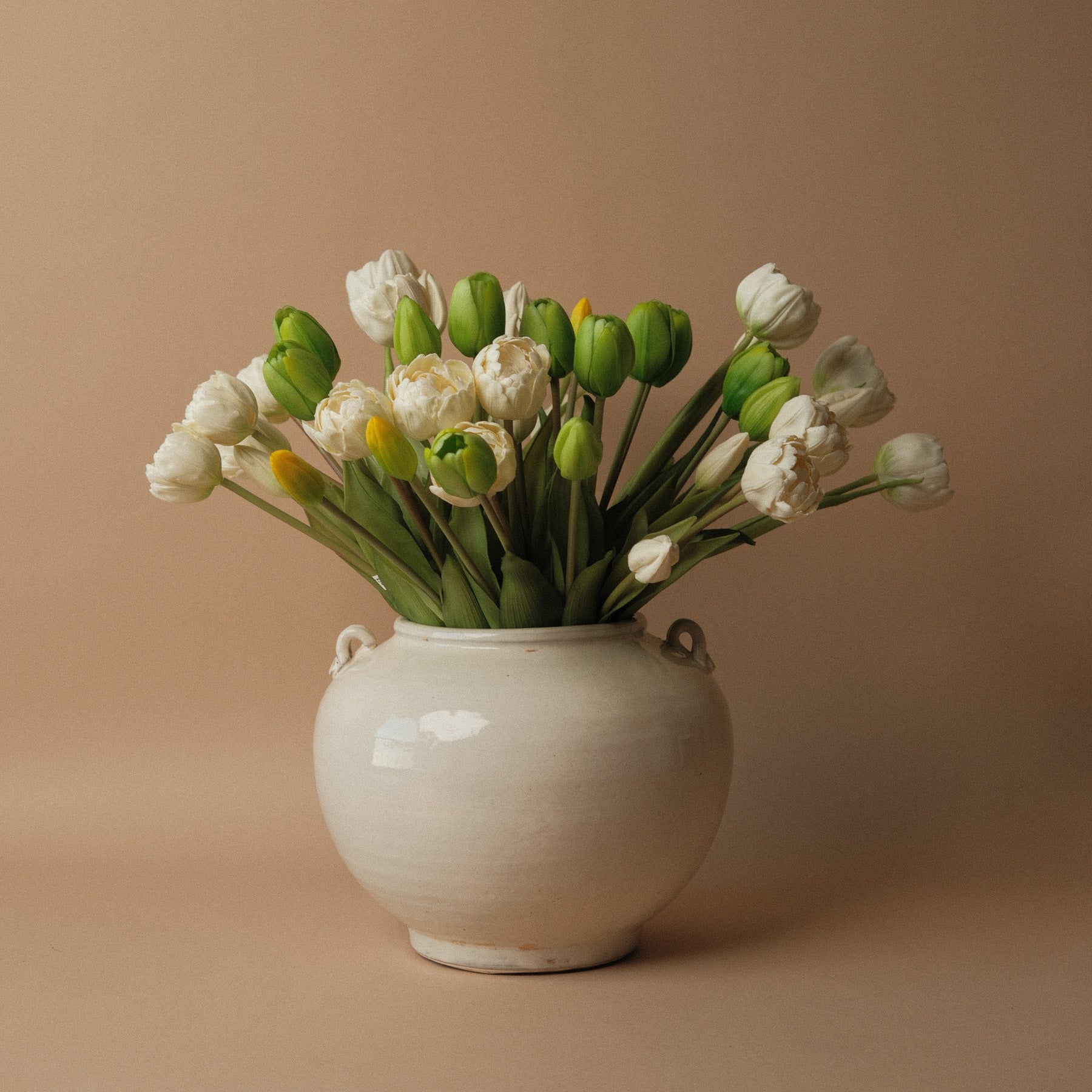 Faux Dynasty Peony Tulip Bundle faux stem Tri W Imports
