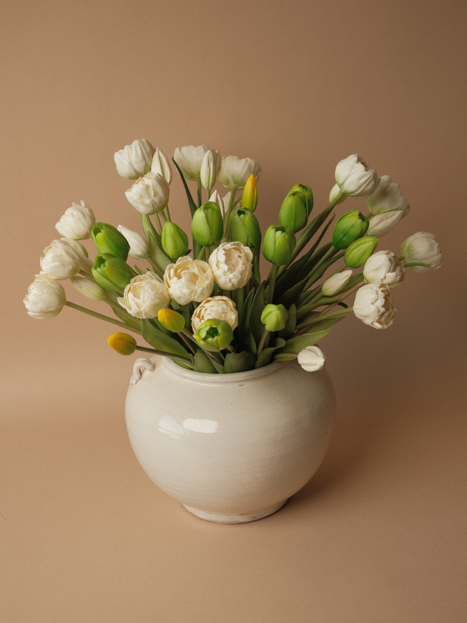 Faux Dynasty Peony Tulip Bundle faux stem Tri W Imports