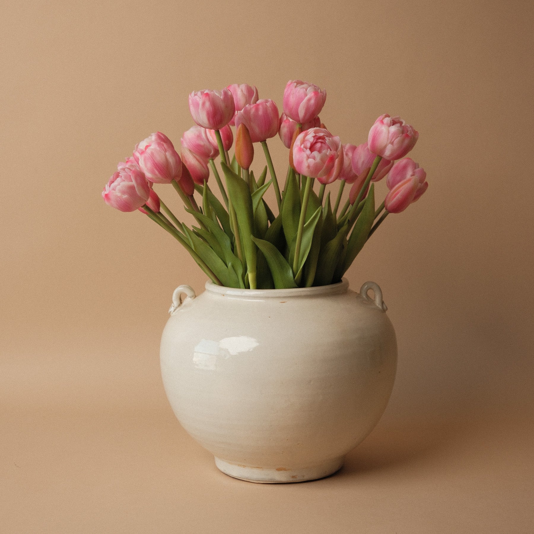 Faux Cotton Candy Pink Peony Tulip Bundle faux stem Tri W Imports