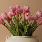 Faux Cotton Candy Pink Peony Tulip Bundle faux stem Tri W Imports