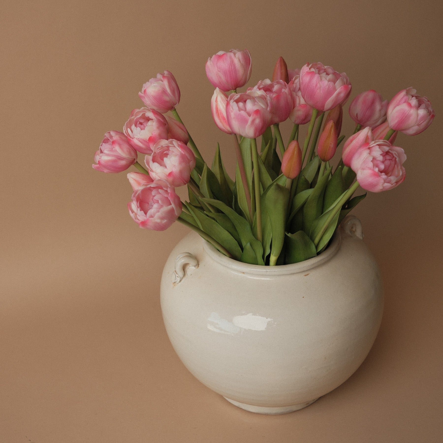 Faux Cotton Candy Pink Peony Tulip Bundle faux stem Tri W Imports
