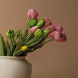 Faux Cotton Candy Pink Peony Tulip Bundle faux stem Tri W Imports