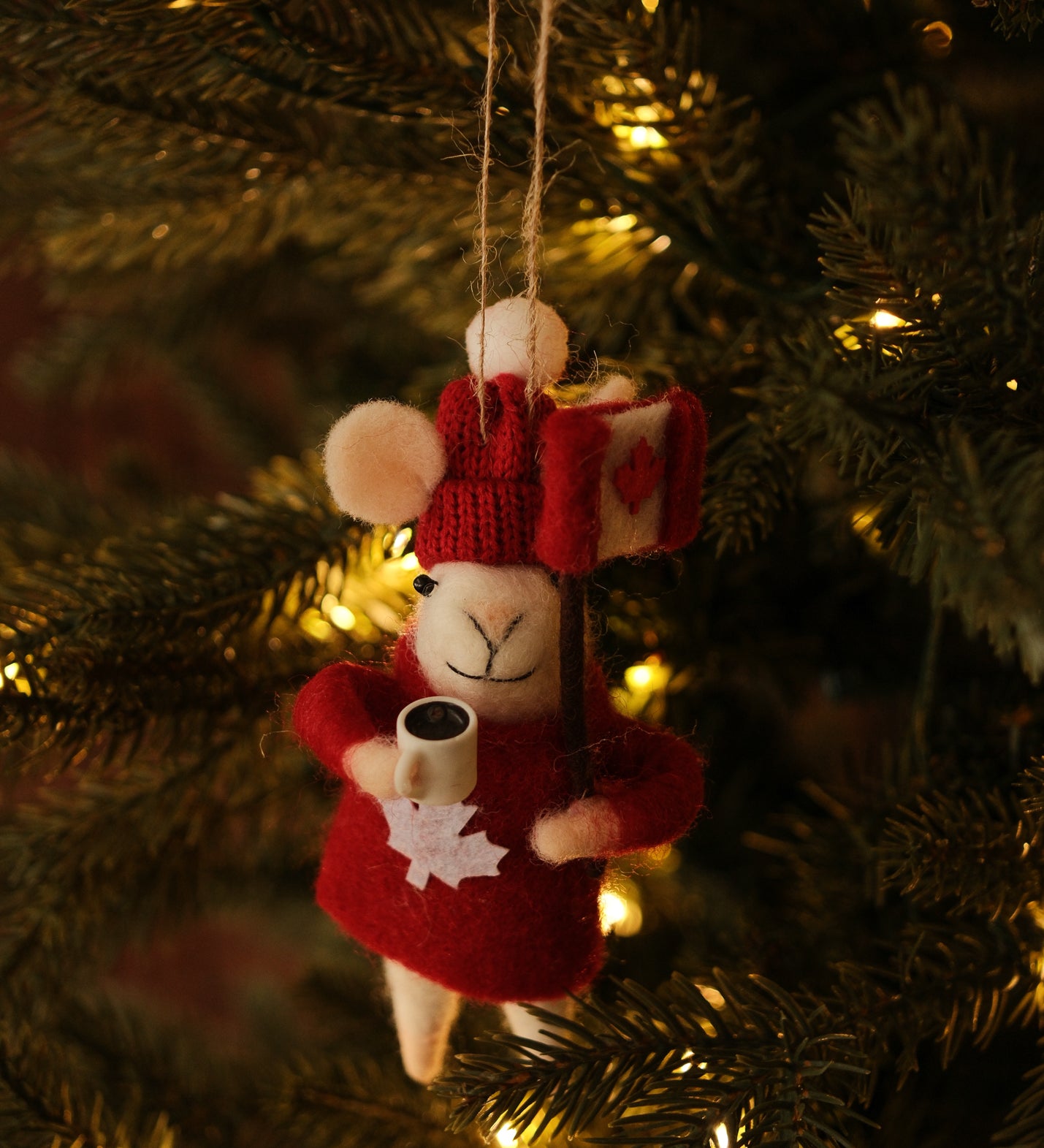 Cozy Canadian Mouse Ornament – view 2
