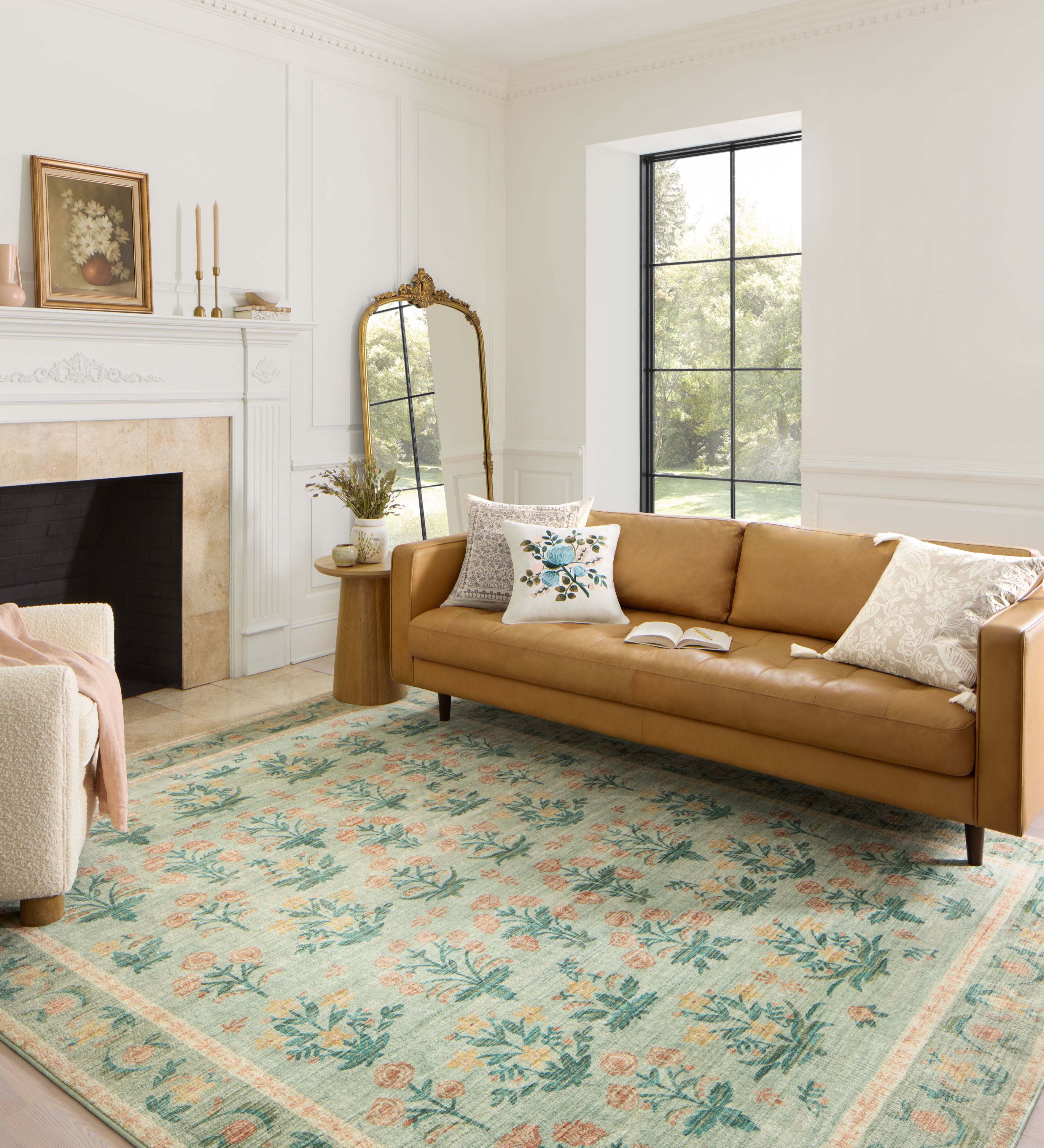 Rifle Paper Co. X Loloi/ Eden Mughal Rose Moss Rug 0-RUGS-patterned Loloi