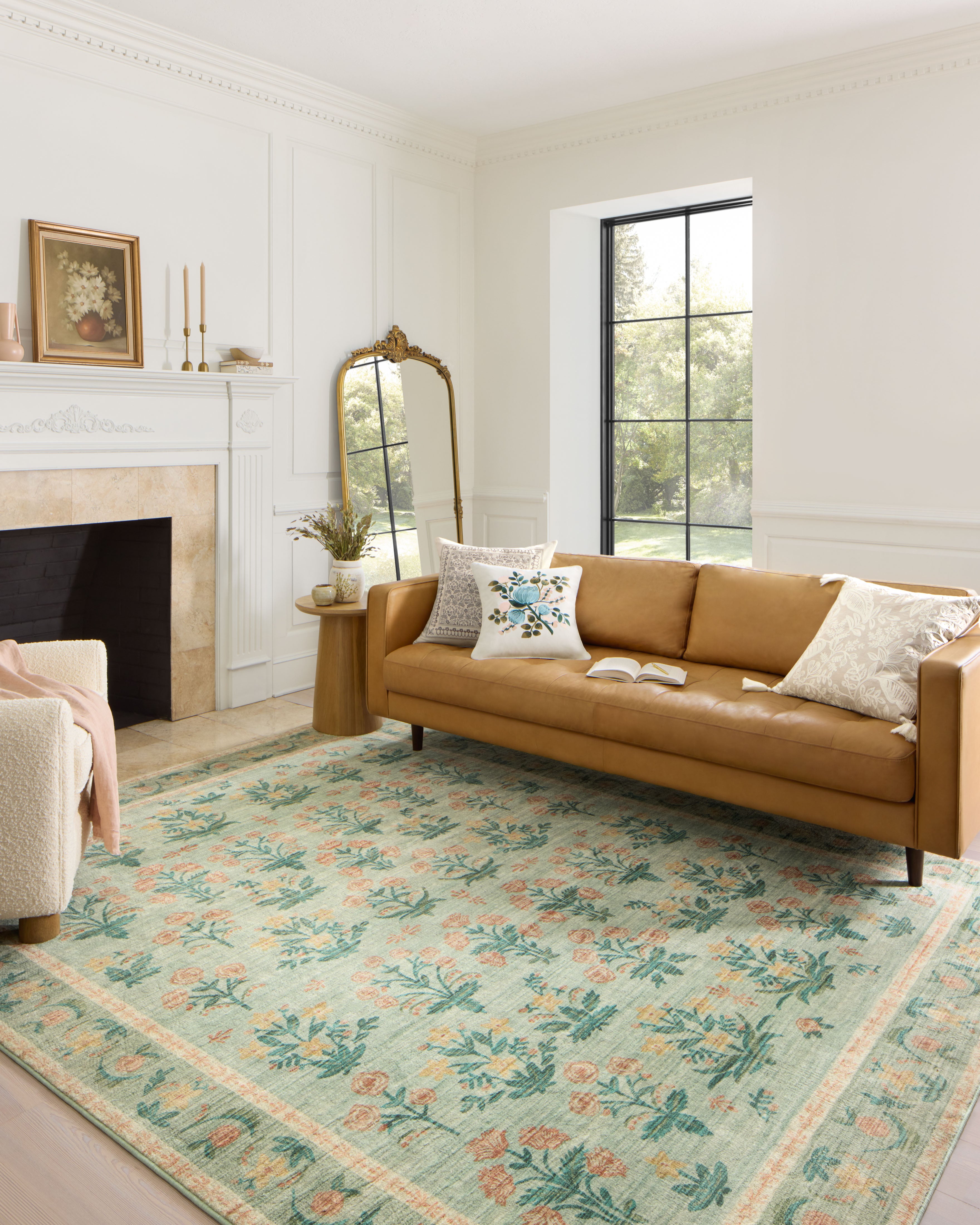 Rifle Paper Co. X Loloi/ Eden Mughal Rose Moss Rug 0-RUGS-patterned Loloi
