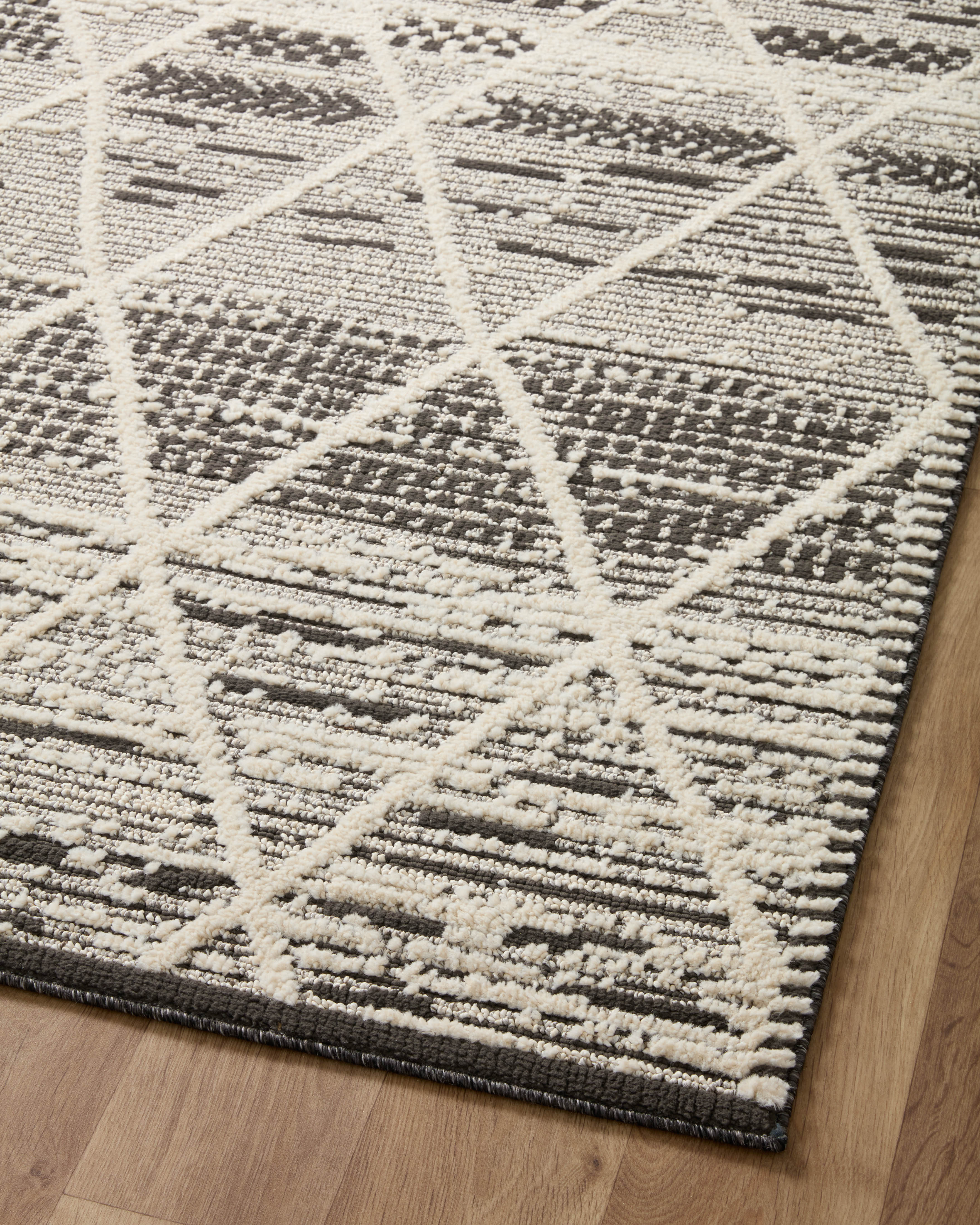 Loloi Fabian Charcoal / Ivory Square Rug No.1 RUGS - synthetic Loloi