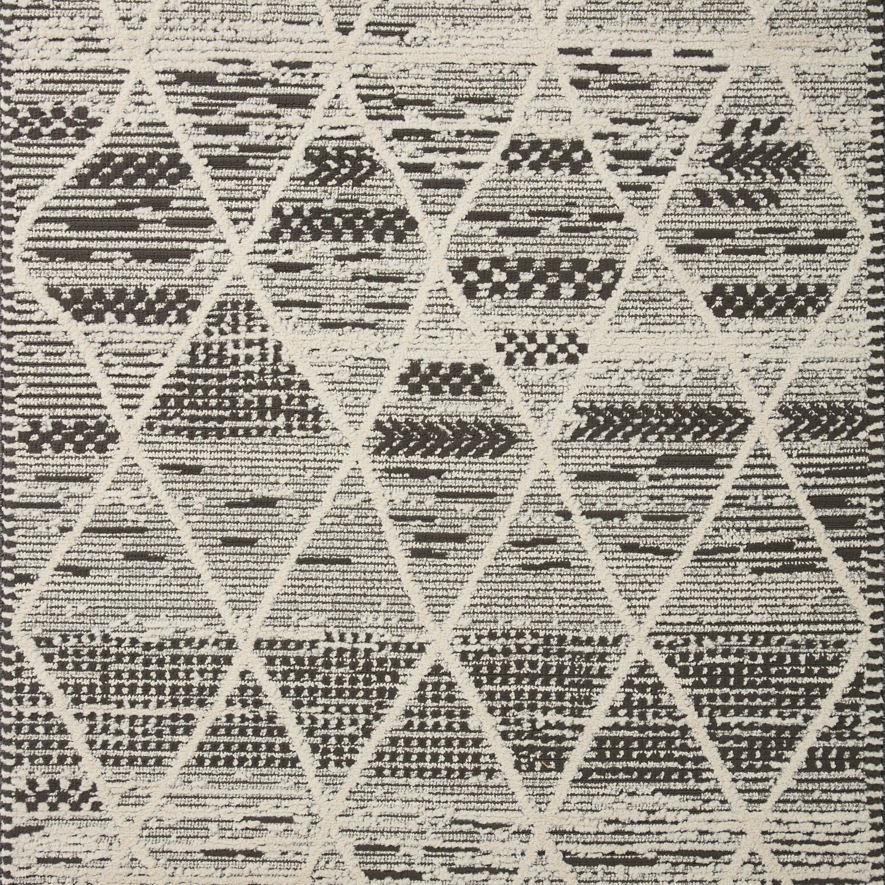 Loloi Fabian Charcoal / Ivory Diamond Rug 2-RUGS - patterned Loloi