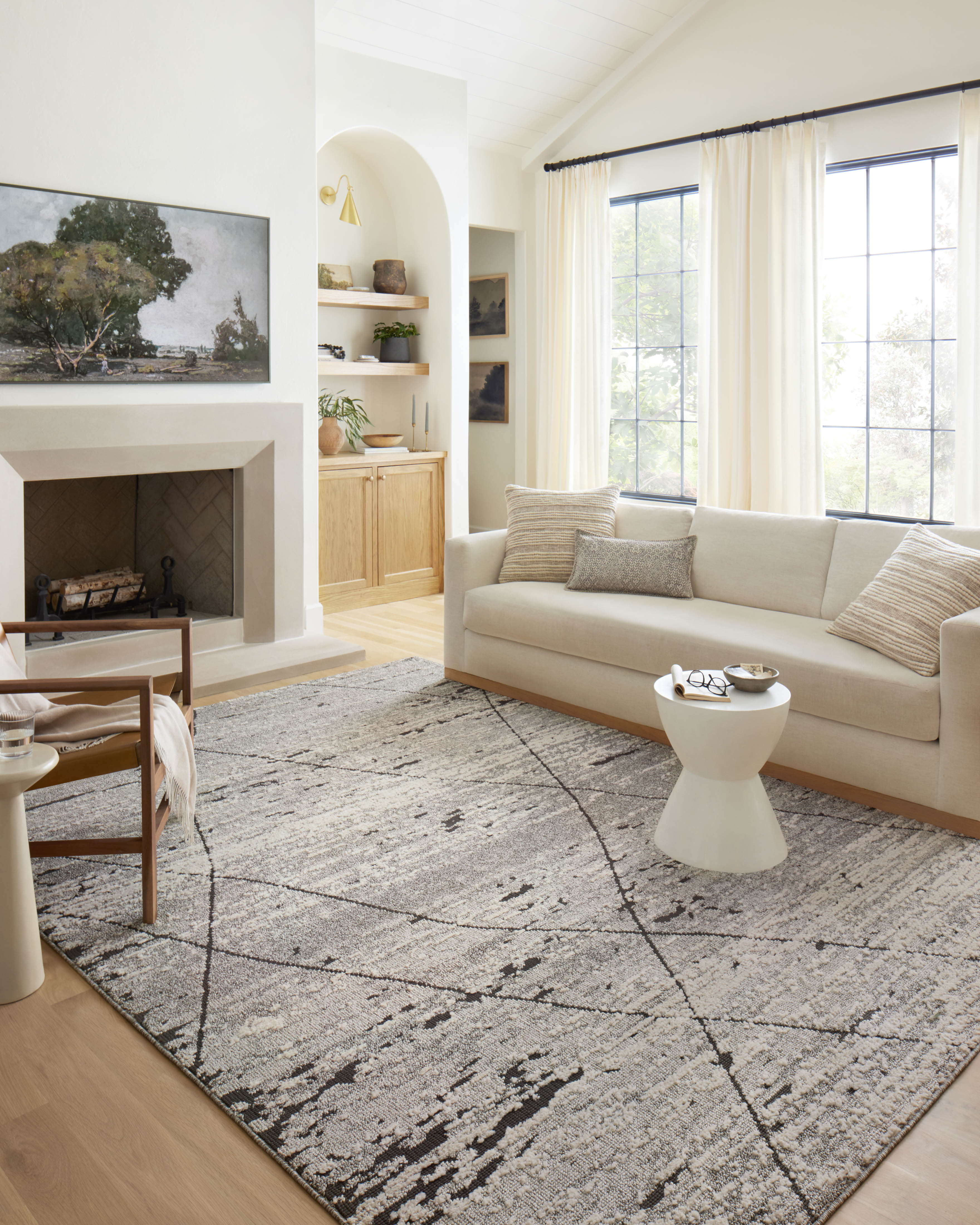 Loloi Fabian Grey / Charcoal Square Rug RUGS - synthetic Loloi