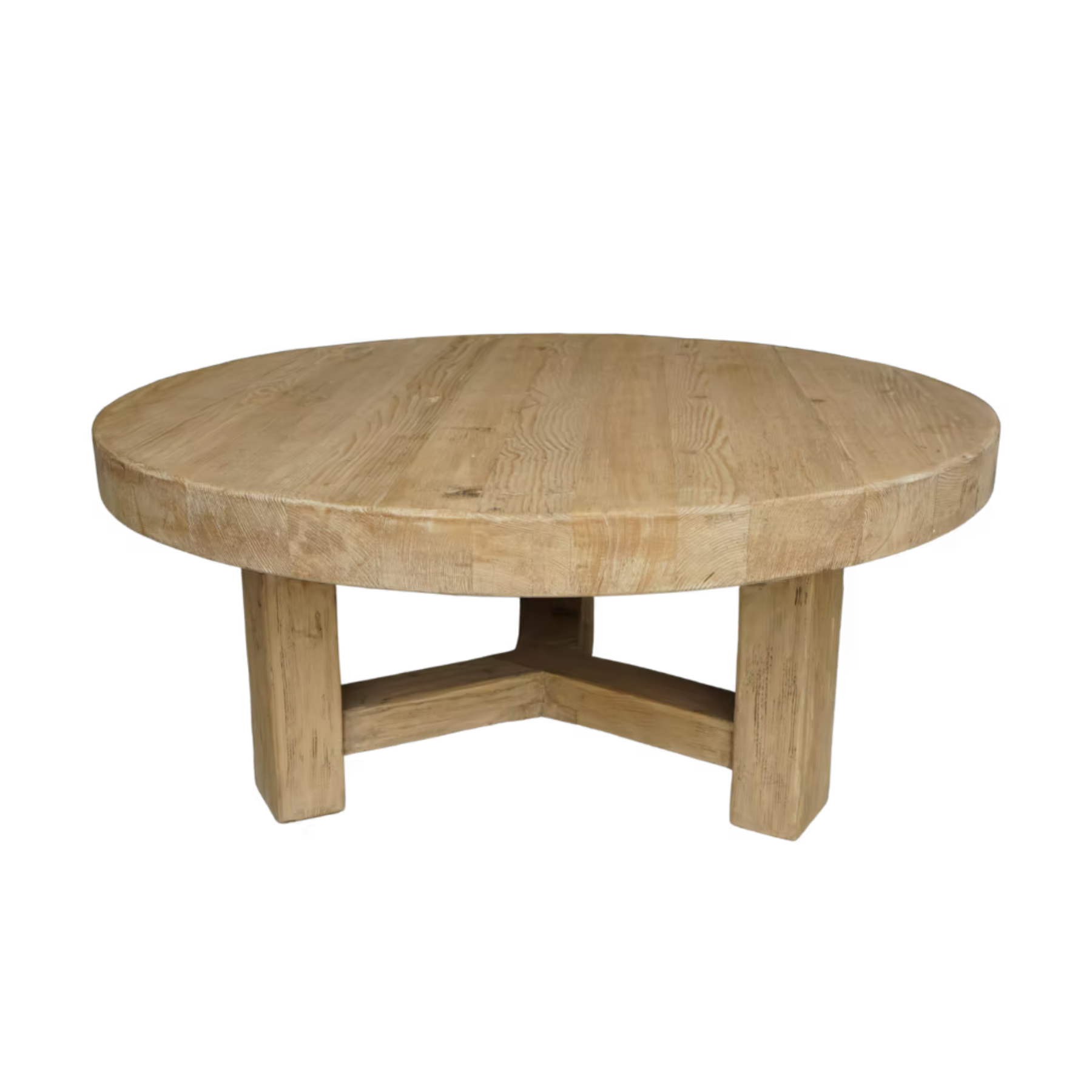 Lawrence Round Reclaimed Wood Coffee Table 4 - a - FURNITURE - Coffee Table - Round Hauer Market Natural