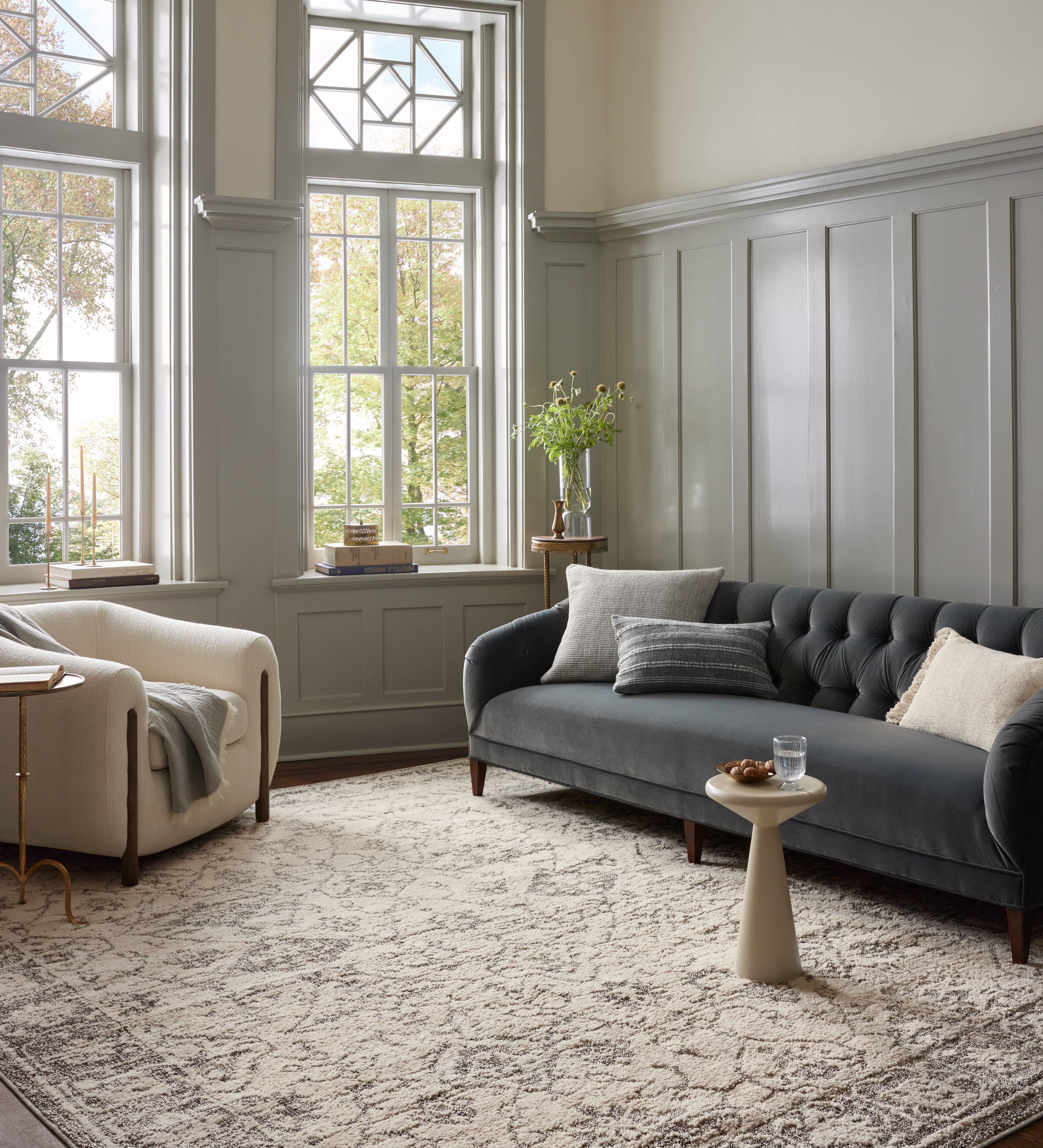 Magnolia Home by Joanna Gaines x Loloi Gigi Ivory / Stone Rug 0-RUGS-patterned Loloi