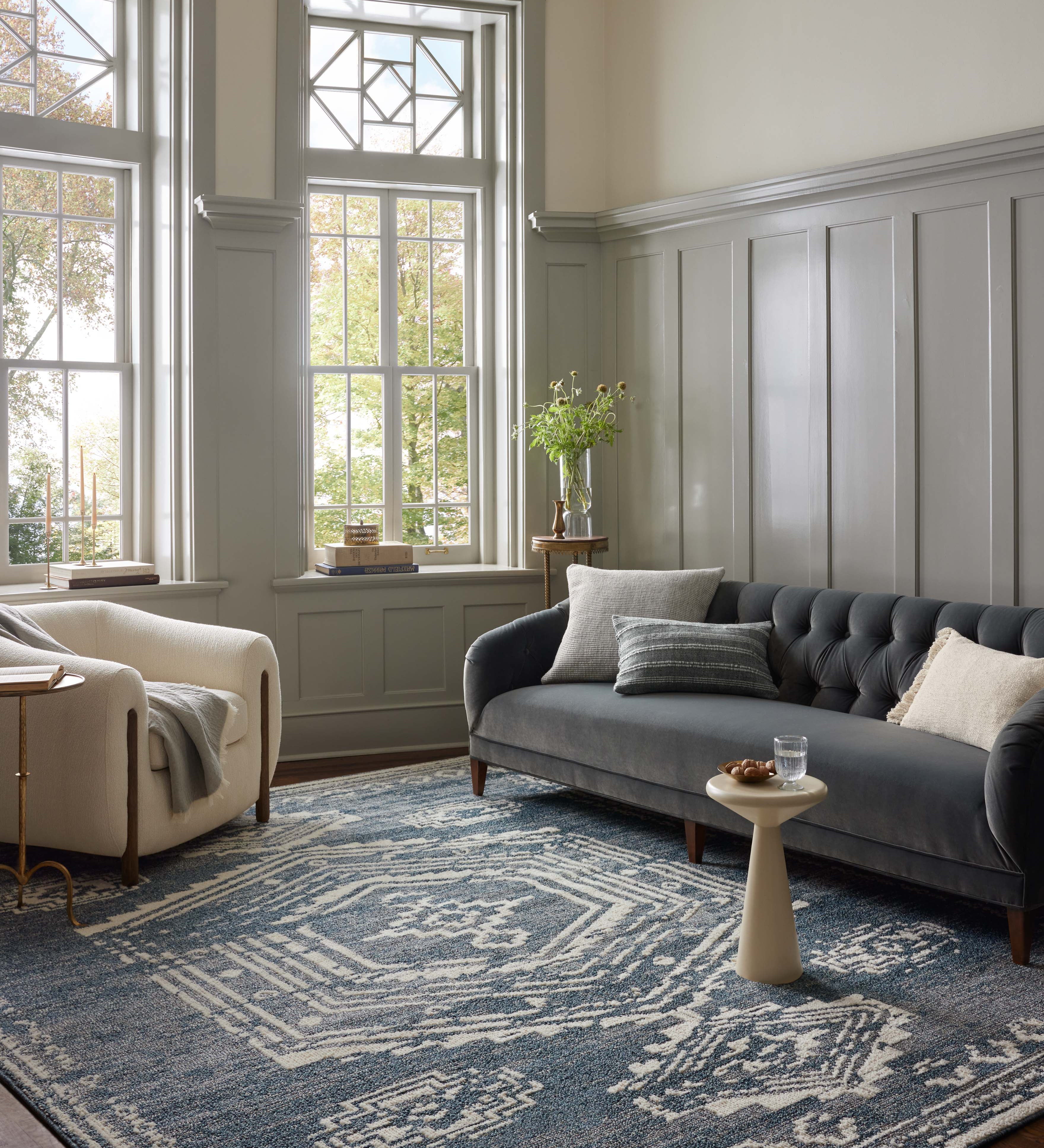 Magnolia Home by Joanna Gaines x Loloi Gigi Denim / Ivory Rug 0-RUGS-patterned Loloi