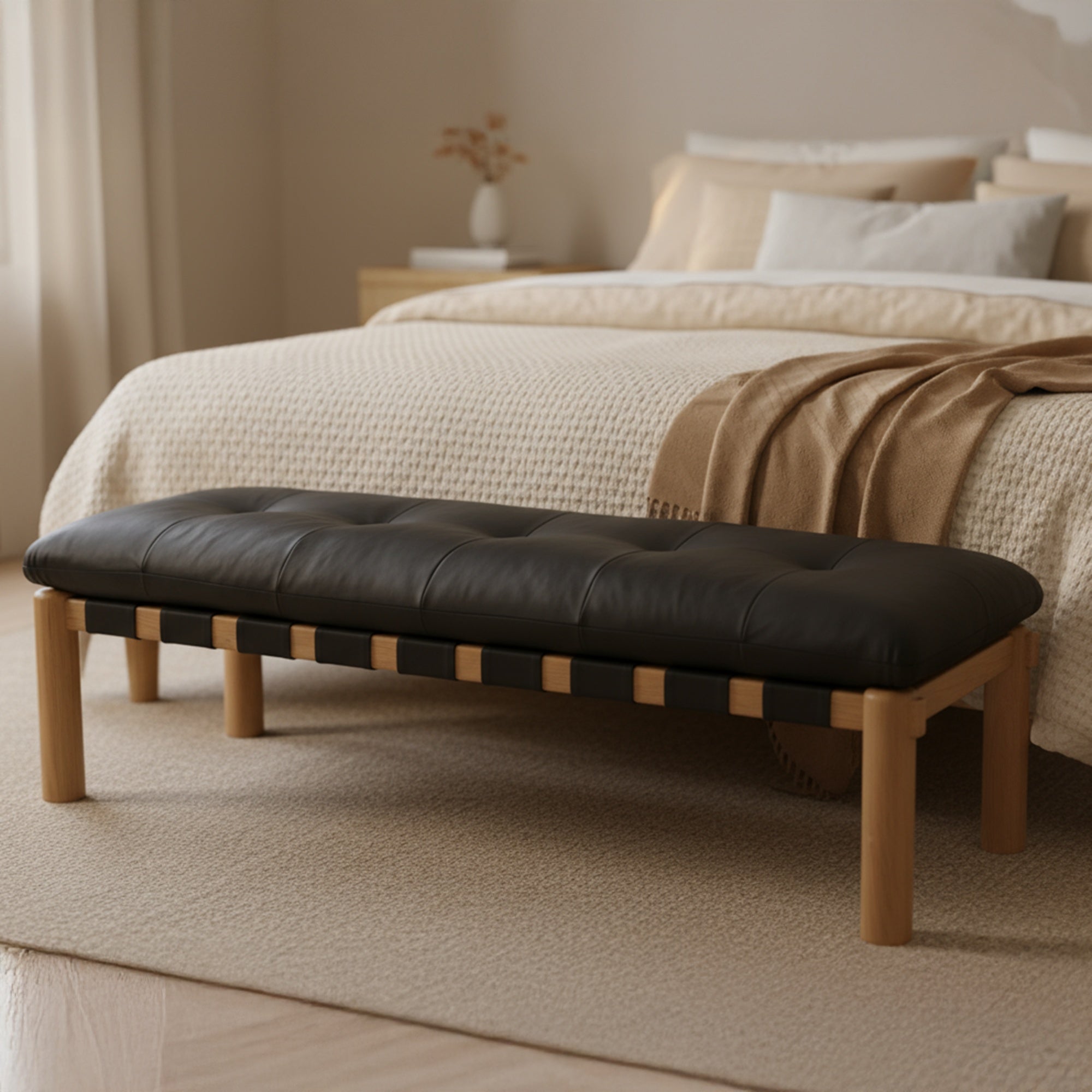 Costello Bench Black FURNITURE - benches Moe's Furniture