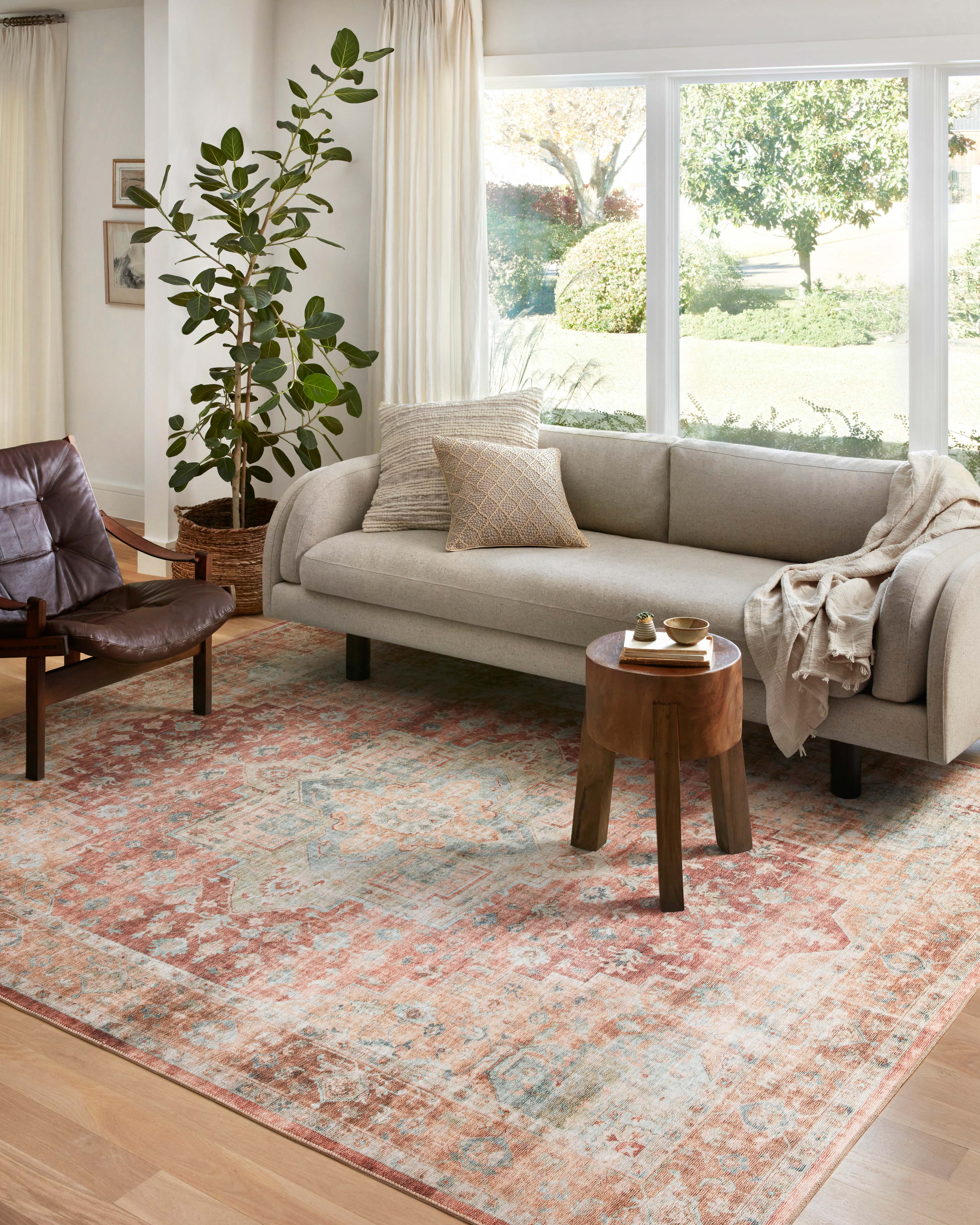 Loloi Heidi Terracotta / Aqua Rug 1-RUGS-patterned Loloi