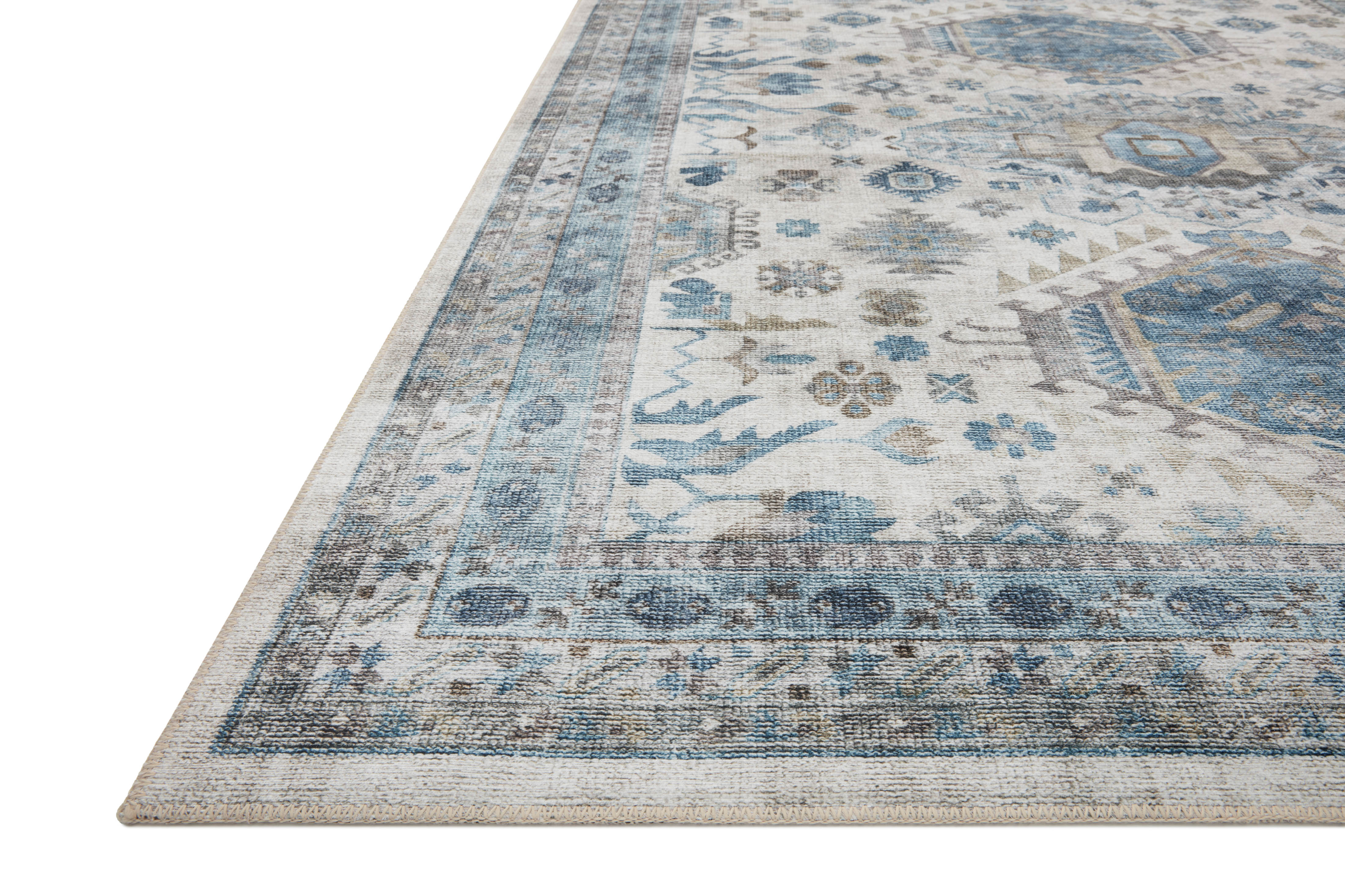 Loloi Heidi Ivory / Ocean Rug 1-RUGS-patterned Loloi