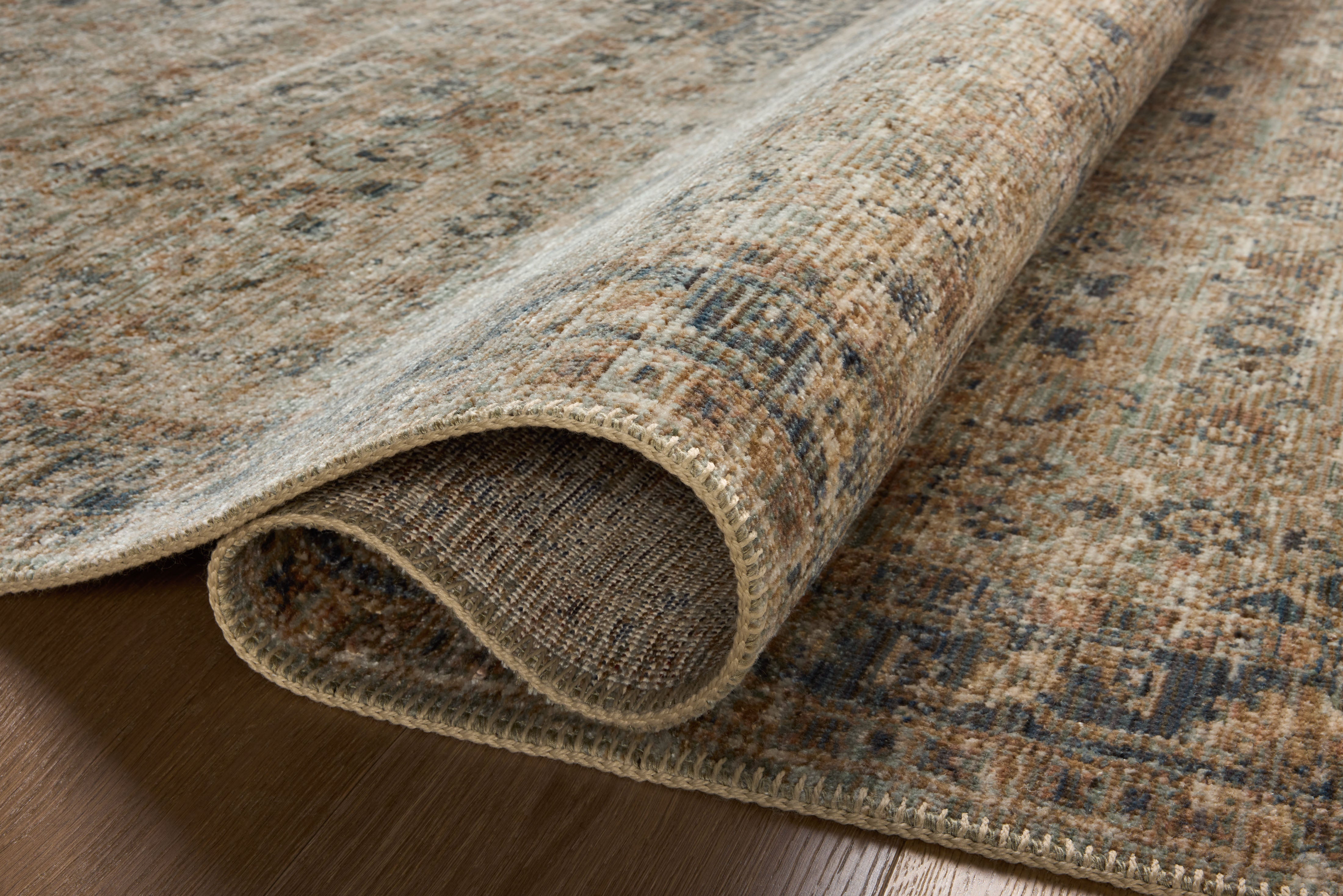 Loloi Heritage Sage / Navy Square Rug RUGS - wool Loloi