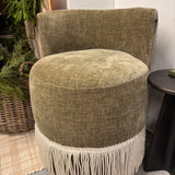 FLOOR MODEL - Clover Fringe Vanity Chair - Distressed Velvet/White Fringe