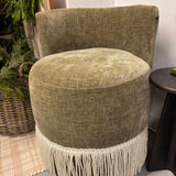 FLOOR MODEL - Clover Fringe Vanity Chair - Distressed Velvet/White Fringe