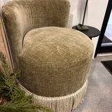 FLOOR MODEL - Clover Fringe Vanity Chair - Distressed Velvet/White Fringe