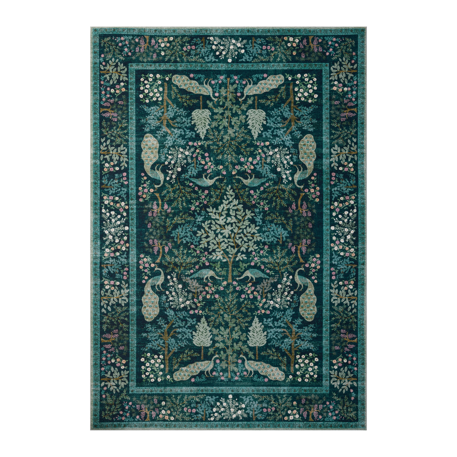 Rifle Paper Co. x Loloi Canopy Teal Rug RUGS-patterned Loloi 18" x 18" Sample