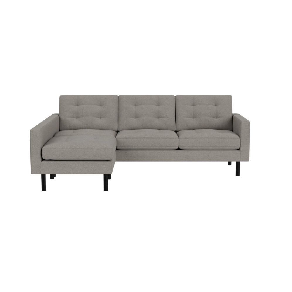 EQ3 Joan 87" Two-Piece Sectional Sofa With Extended Seat - Panama Grey