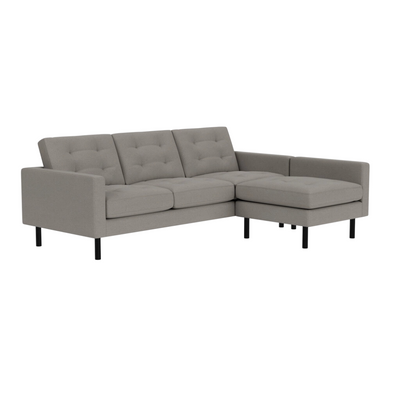 EQ3 Joan 87" Two-Piece Sectional Sofa With Extended Seat - Panama Grey