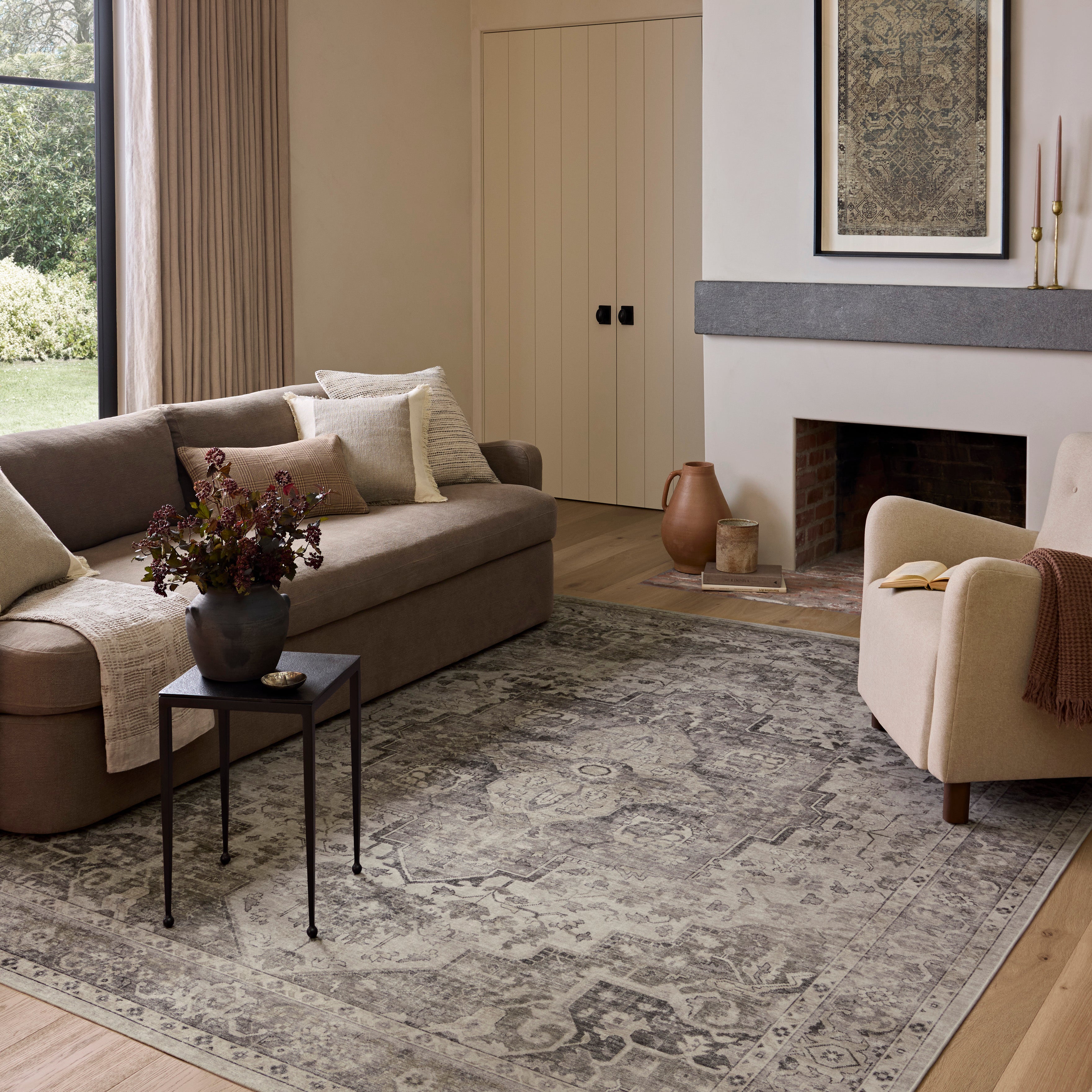 Amber Lewis x Loloi Josie Silver / Natural Machine Washable Rug RUGS - synthetic Loloi