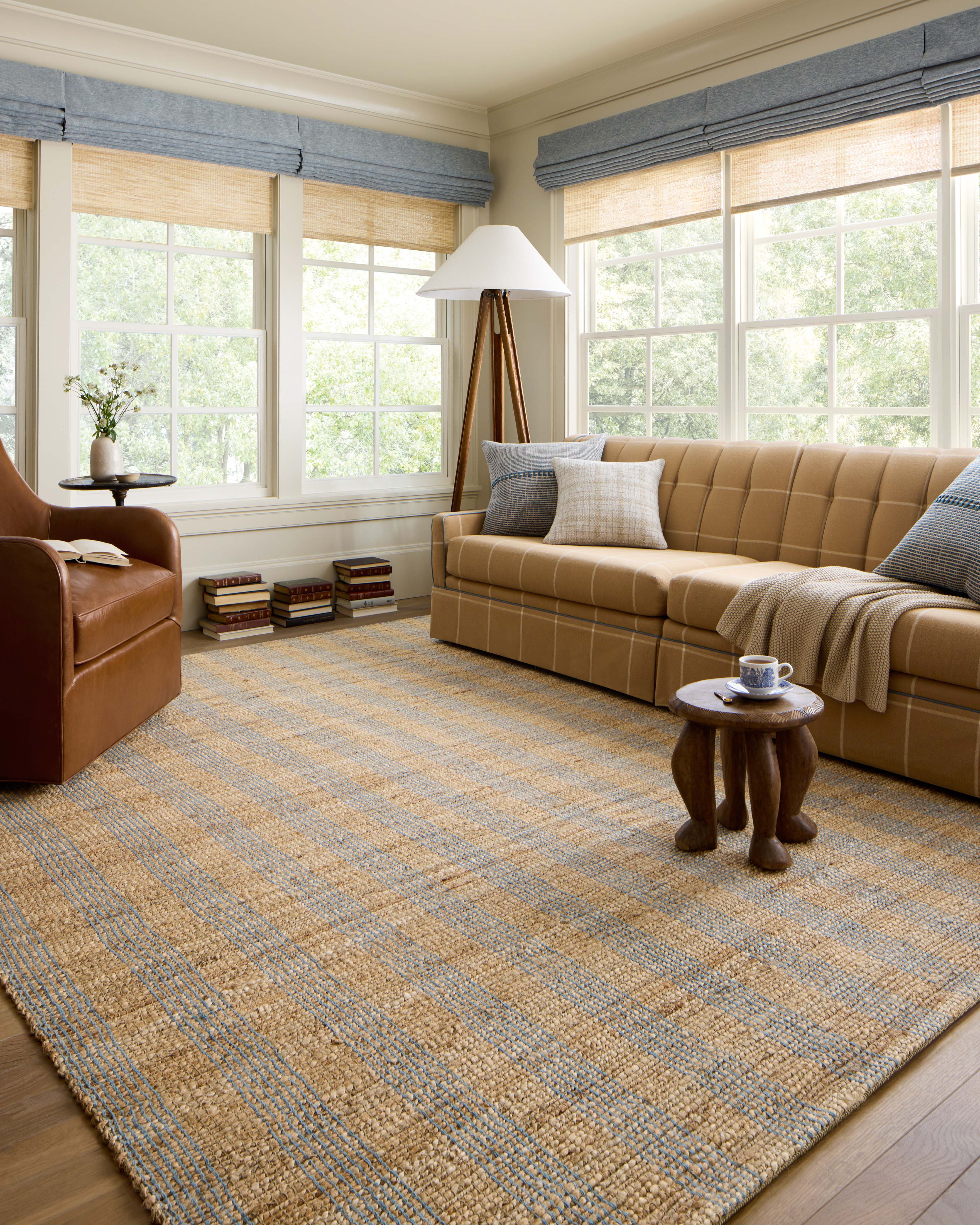 Chris Loves Julia x Loloi Judy Natural / Sky Rug 0-RUGS - jute Loloi