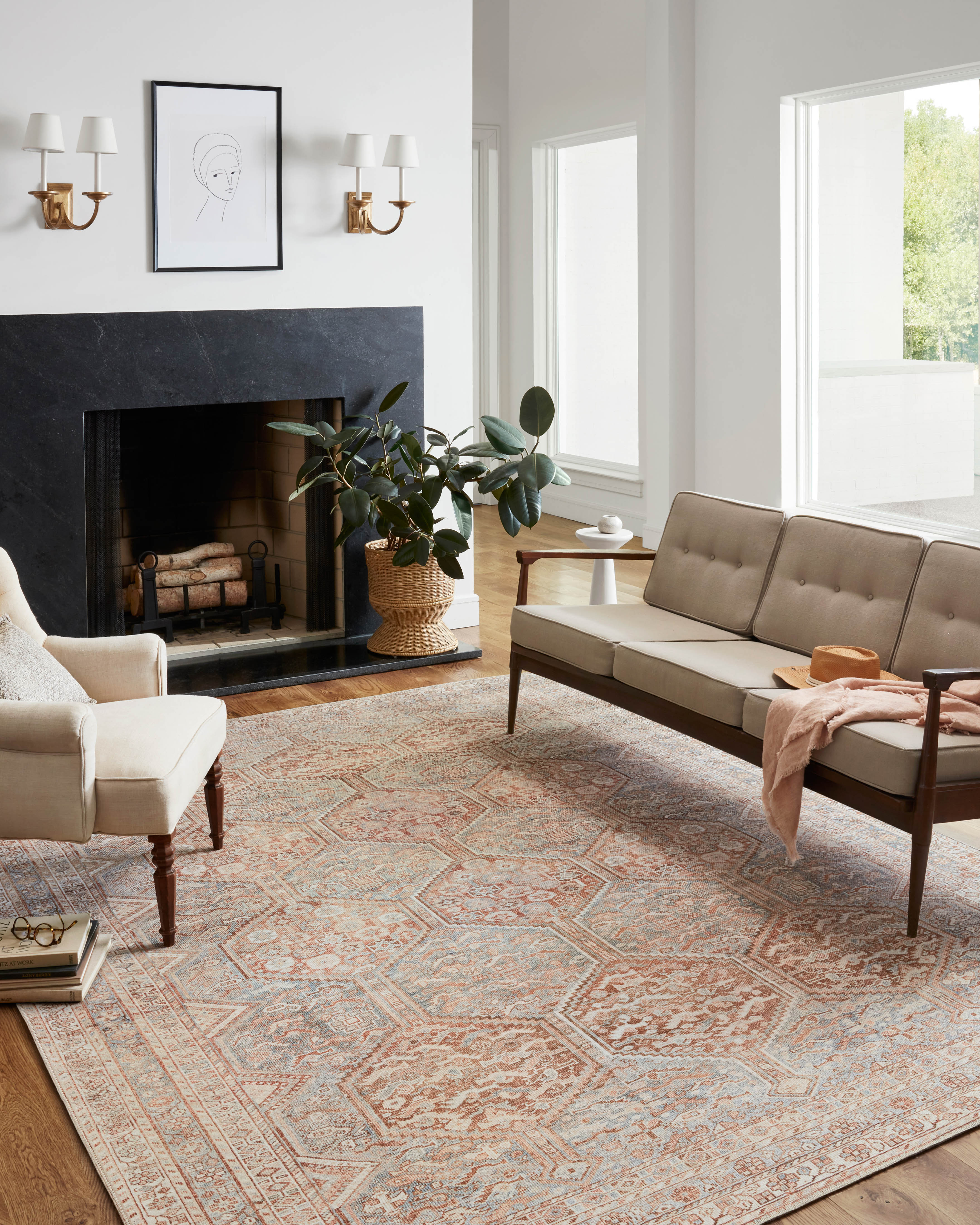 Chris Loves Julia x Loloi Jules Tangerine / Mist Rug RUGS - patterned Loloi