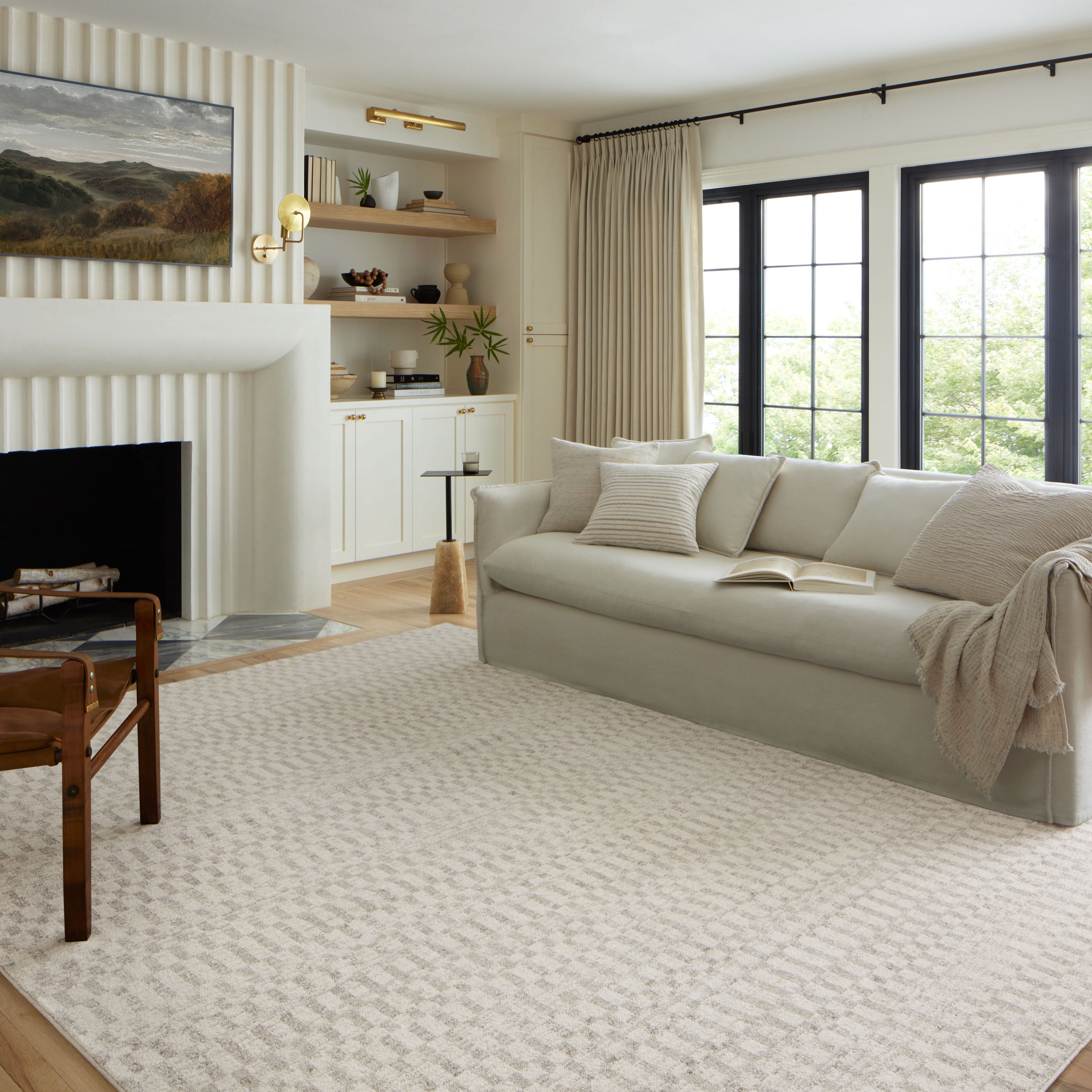 Loloi Kamala Ivory / Grey Rug 0-RUGS-patterned Loloi