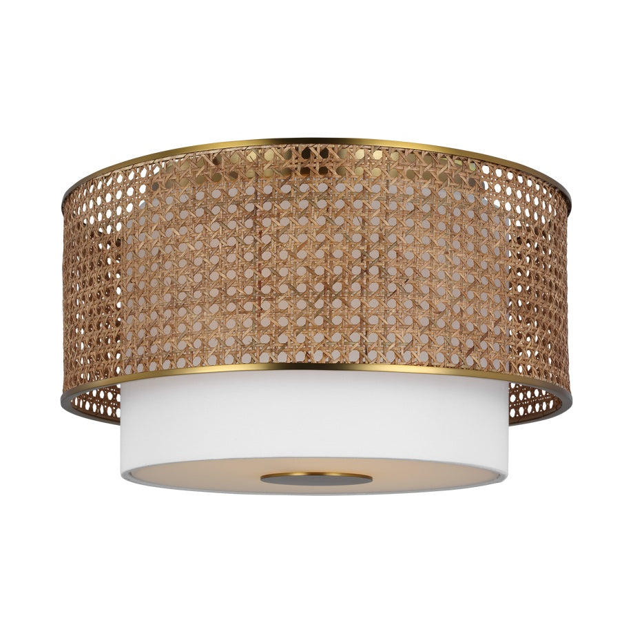 Sawyer Flush Mount LIGHTING - ceiling fixture Visual Comfort - Studio Blonde Rattan