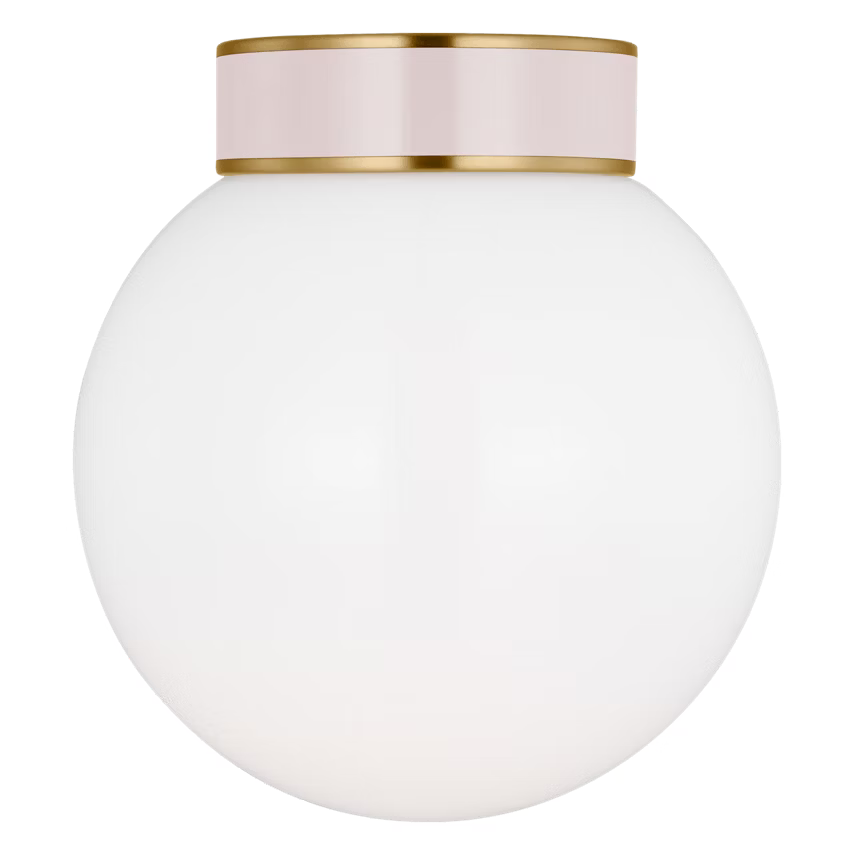 Monroe Semi Flush Mount LIGHTING - ceiling fixture Visual Comfort - Studio Brass/Pink