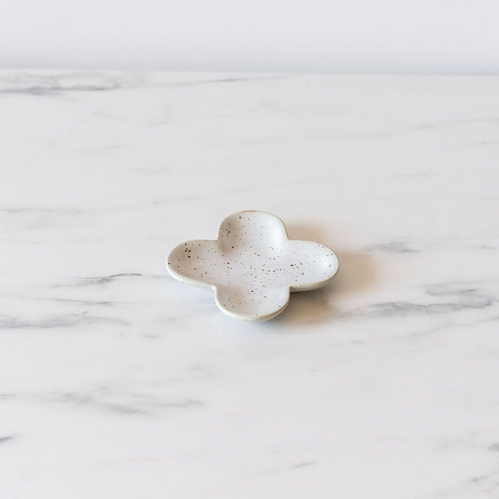 Speckled Stoneware Clover Shaped Dish