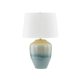 Montville Table Lamp LIGHTING - table lamp Hudson Valley Lighting Aged Brass / Ceramic Crackle Emerald Tide