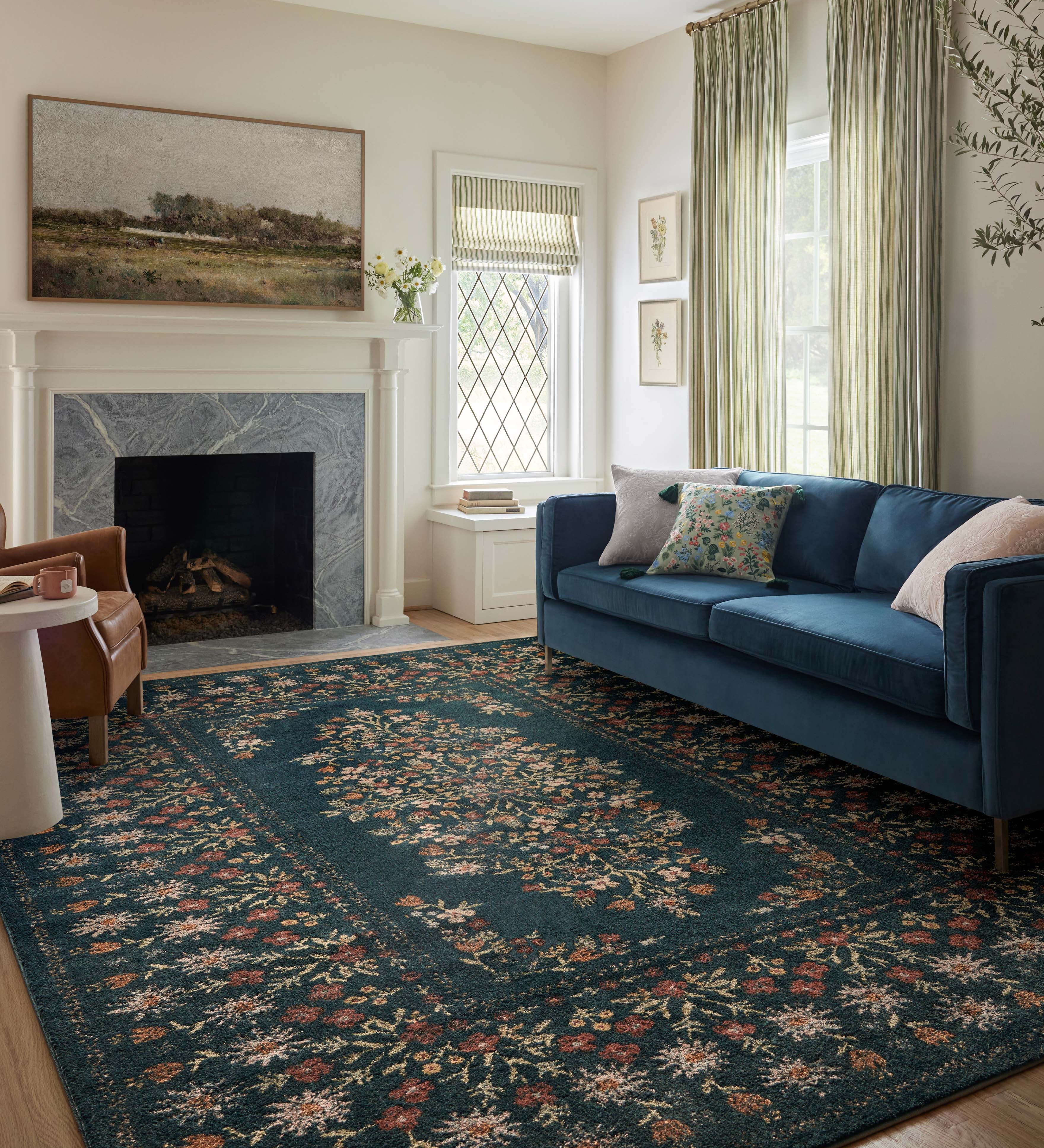 Rifle Paper Co. x Loloi Laurel Navy Rug No.2 RUGS - synthetic Loloi