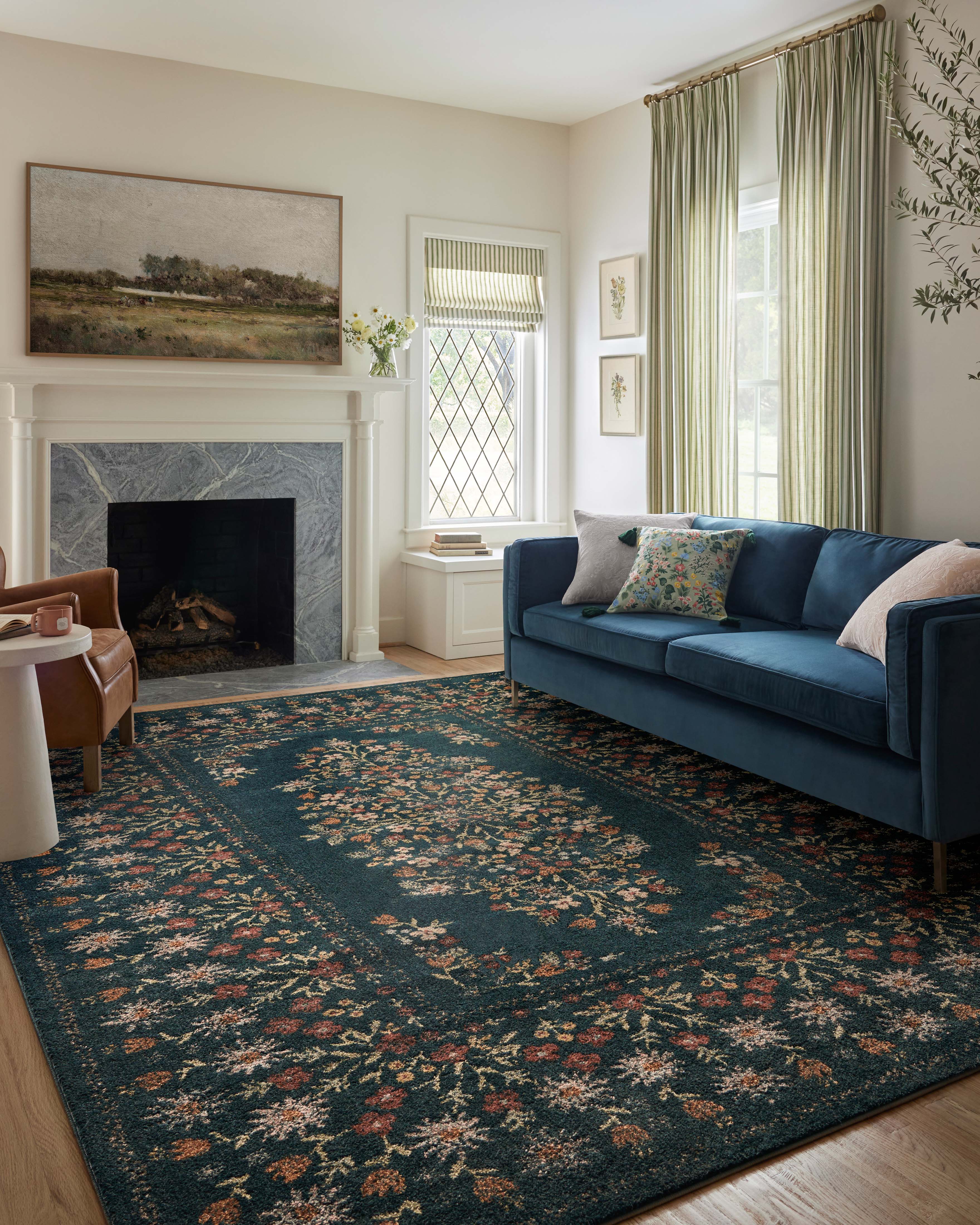 Rifle Paper Co. x Loloi Laurel Navy Sample Rug No.2 RUGS - synthetic Loloi
