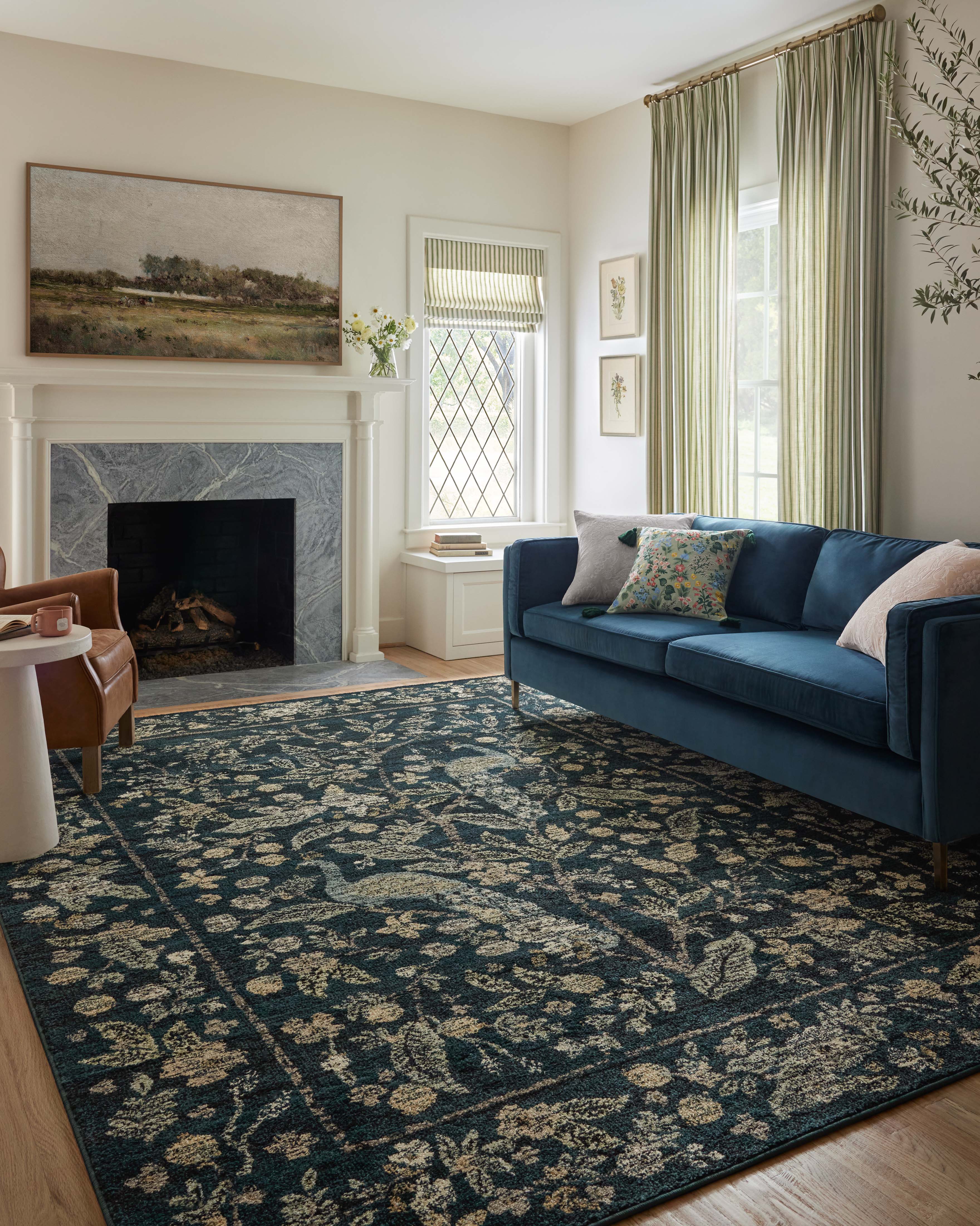 Rifle Paper Co. x Loloi Laurel Navy Rug No.2 RUGS - synthetic Loloi 2'8" x 4'