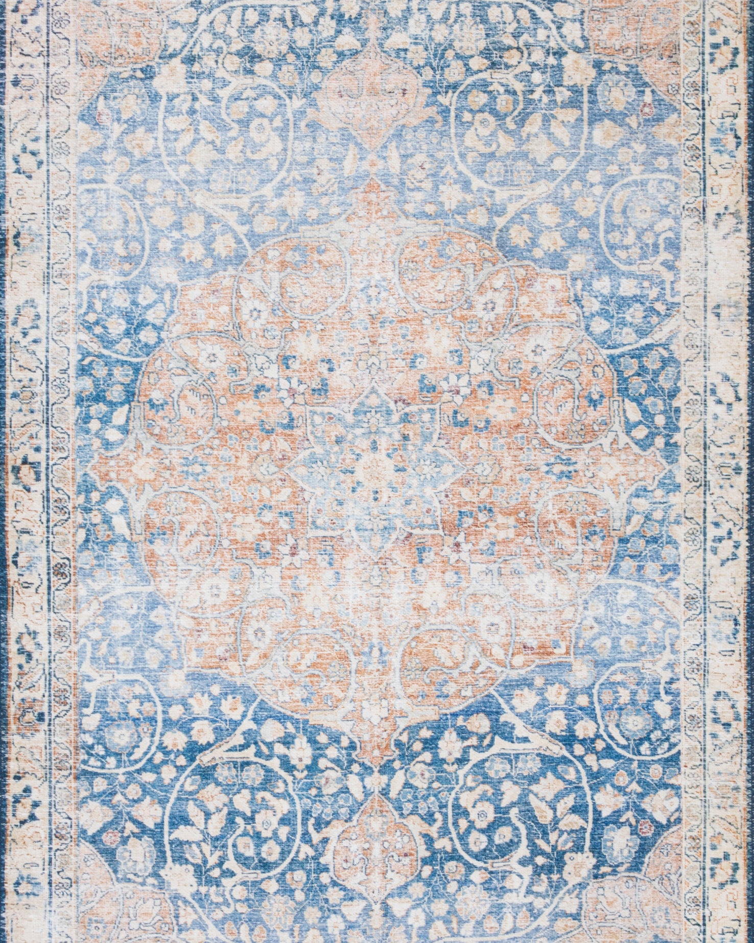 Loloi Layla Blue / Tangerine Rug RUGS - patterned Loloi