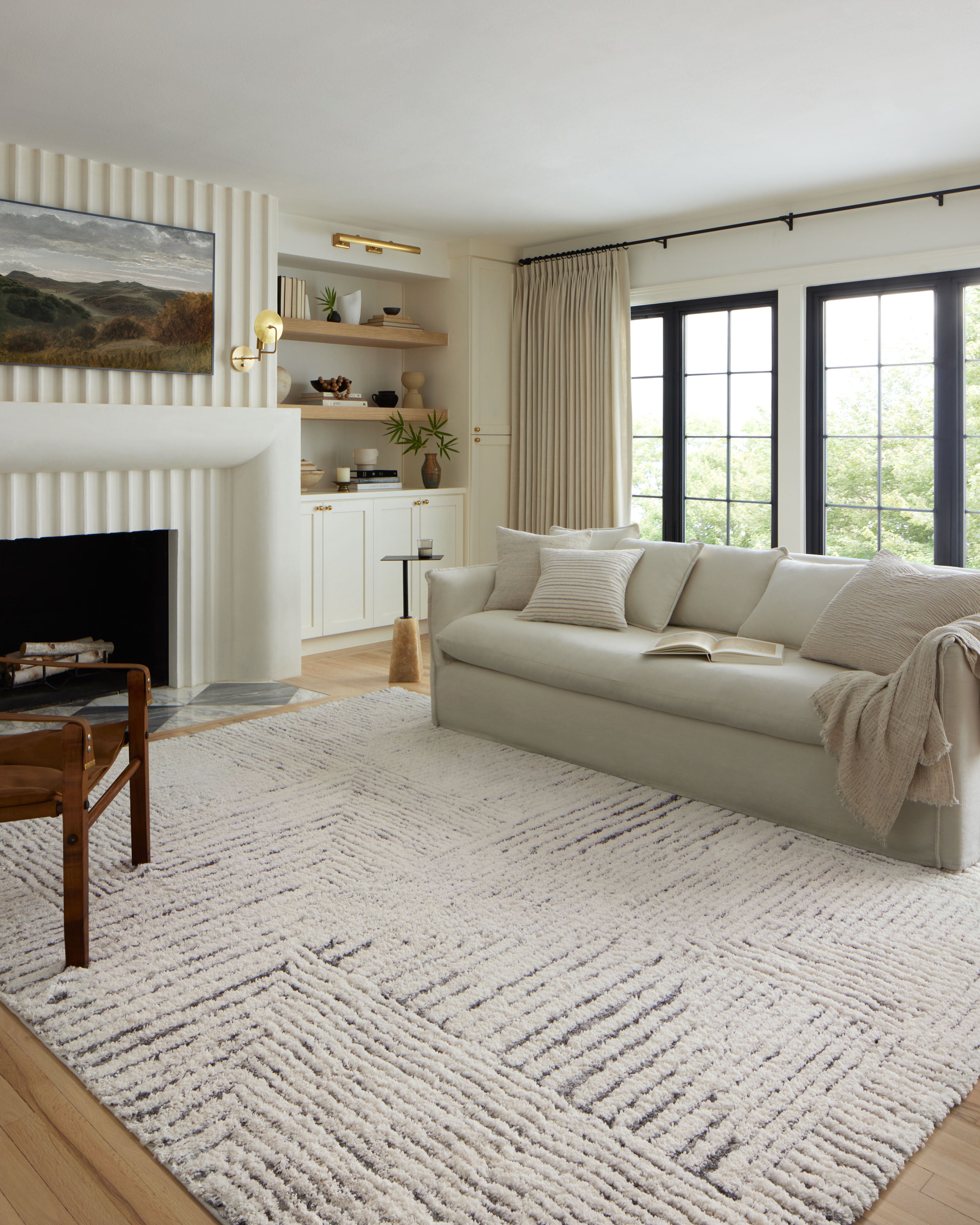Loloi Levitt Shag Ivory / Grey Rug 0-RUGS-patterned Loloi