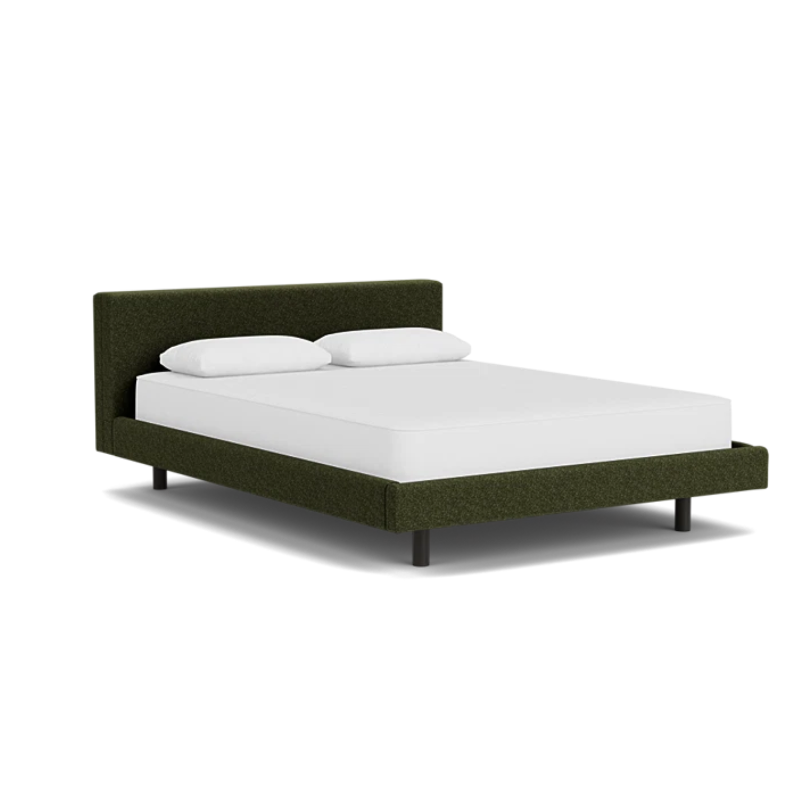 Custom Fabric Bento Queen Bed - Black Ash Leg 1 - d - FURNITURE - Custom Beds EQ3 Lana Olive Green