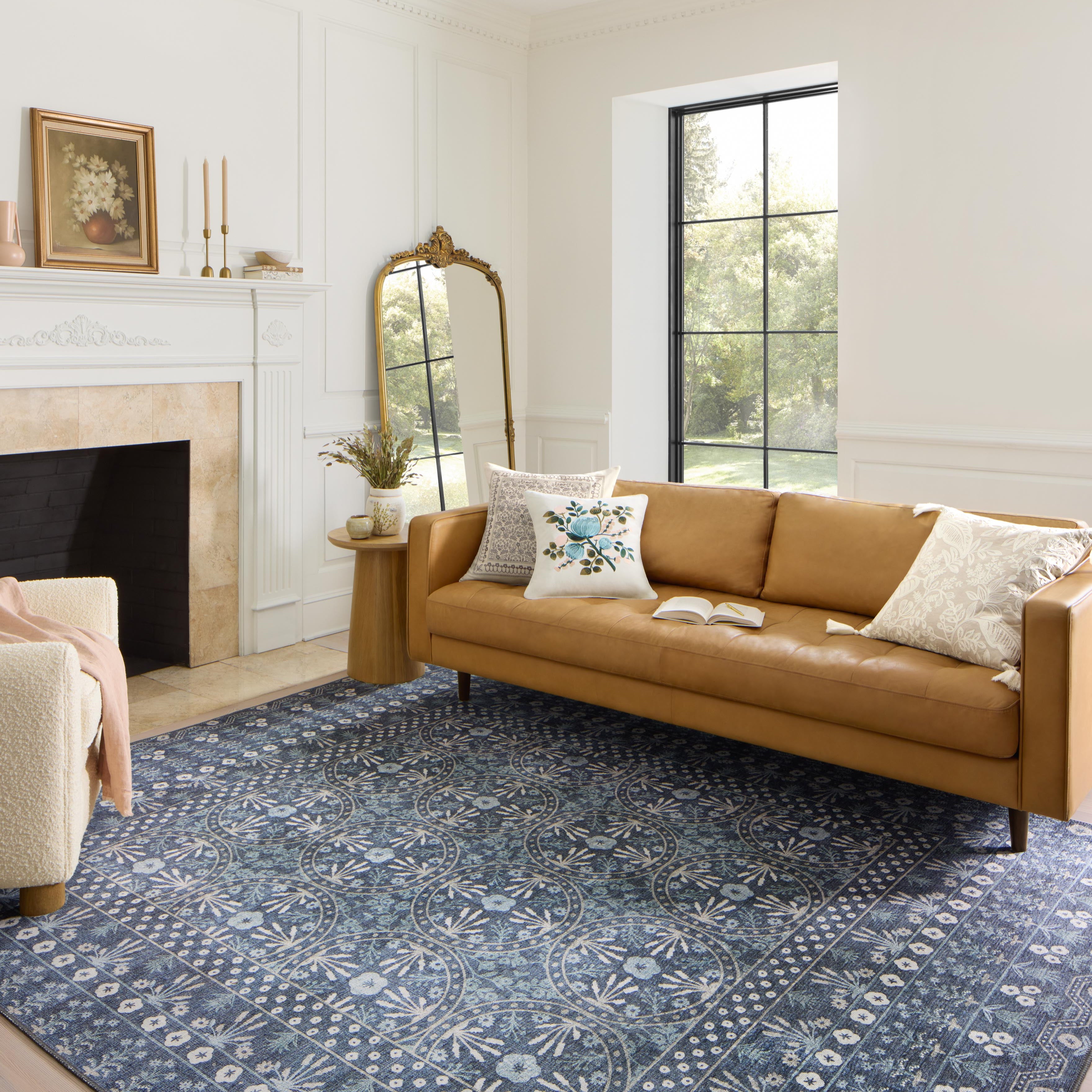 Rifle Paper Co. x Loloi Maison Rosette Blue Rug 1-patterned rugs Loloi