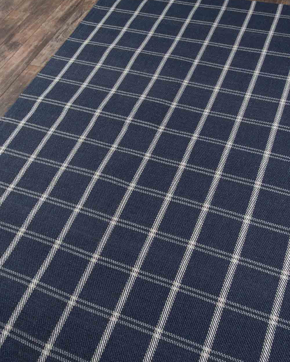 Marlby Plaid Navy Rug 0-rugs-wool Momeni