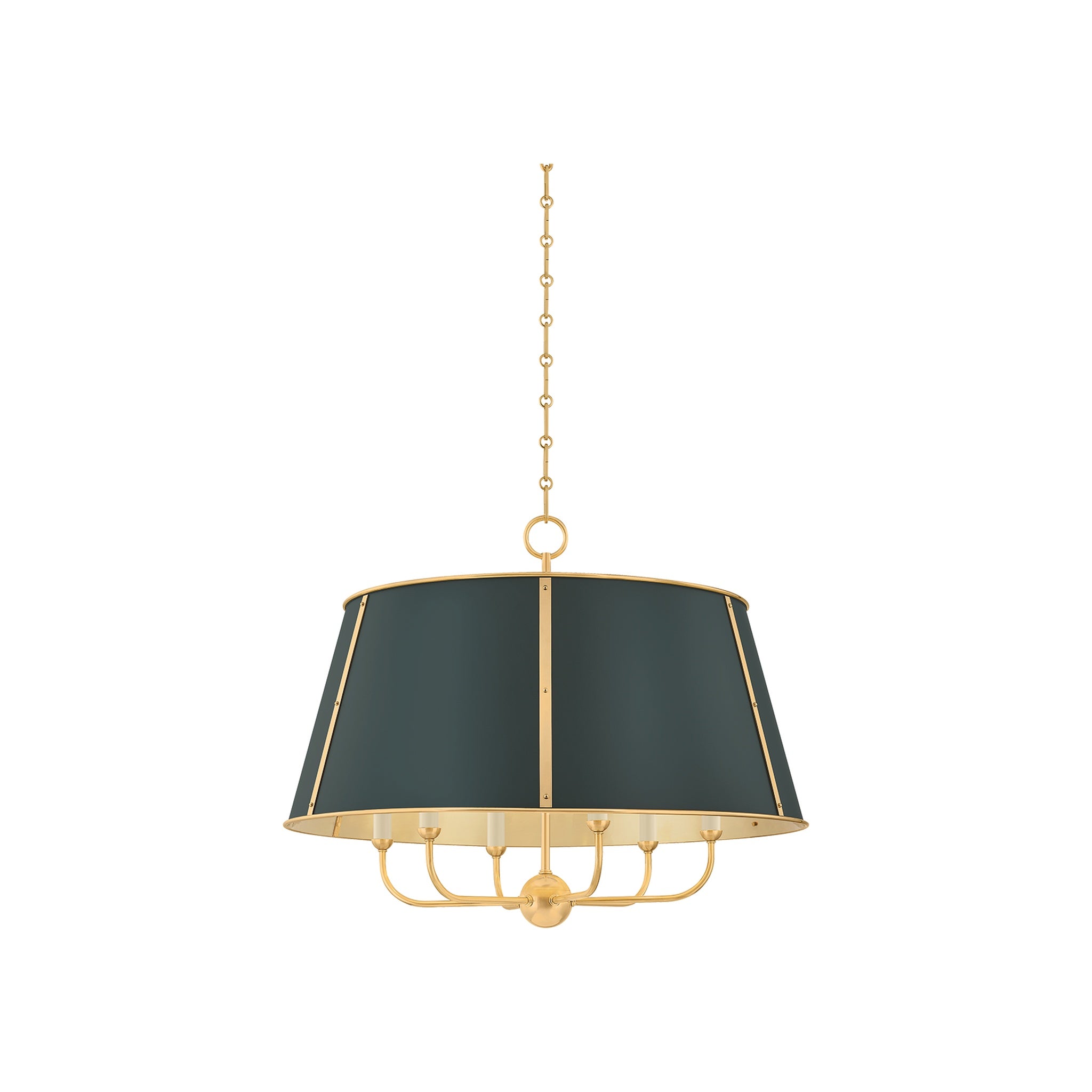 Cambridge Chandelier LIGHTING - chandelier Hudson Valley Lighting Aged Brass/ Soft Studio Green Large