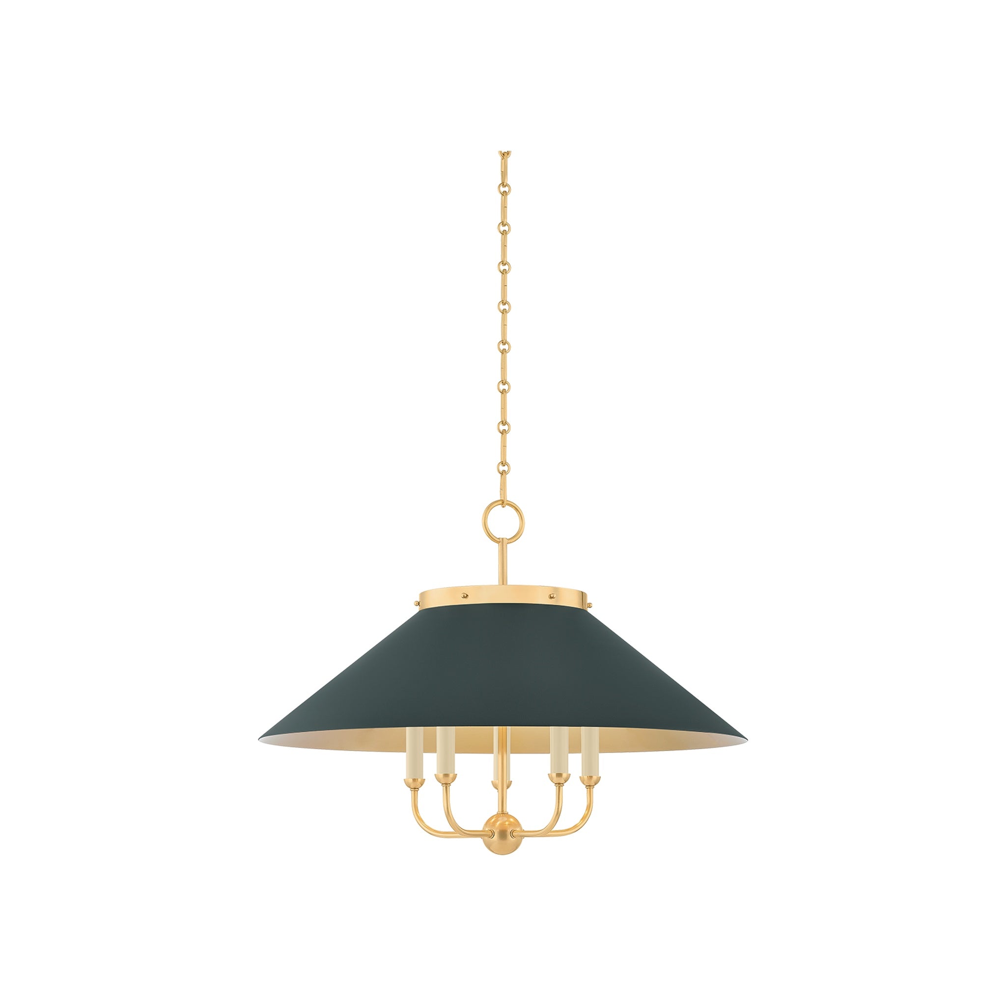 Clivedon Chandelier LIGHTING - chandelier Hudson Valley Lighting Aged Brass/ Soft Studio Green